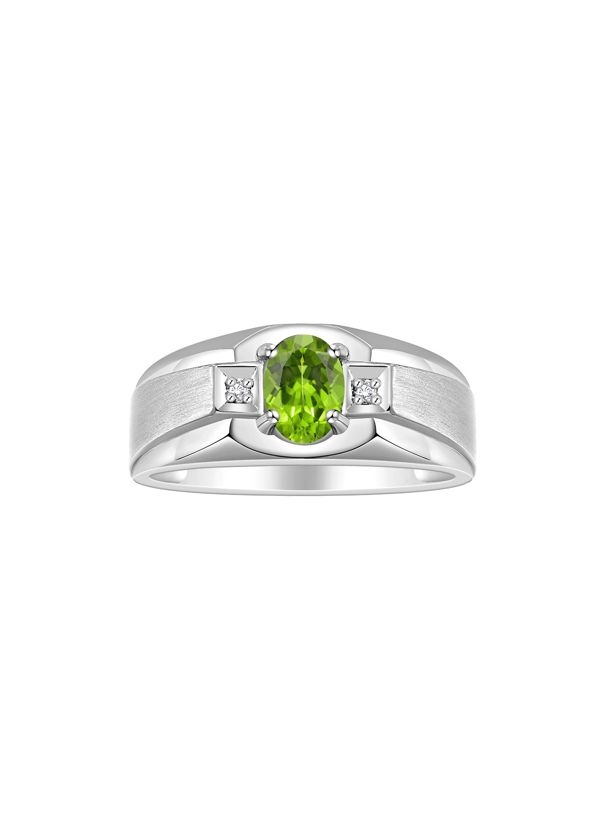 RYLOS Men's Rings Classic Design 7X5MM Oval Gemstone & Sparkling Diamond Ring - Color Stone Birthstone Rings for Men, Sterling Silver Rings in Sizes 8-13.