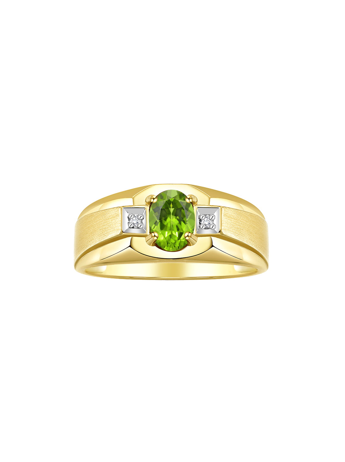 RYLOS Men's Rings 14K Yellow Gold Classic 7X5MM Oval Gemstone & Sparkling Diamond Designer Ring - Color Stone Birthstone Rings for Men, Available in Gold, Sizes 8-13.