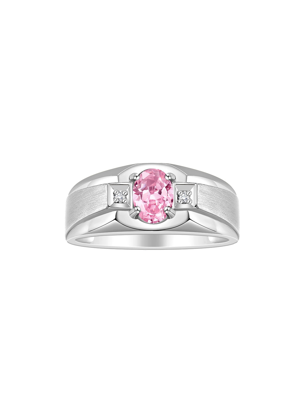 RYLOS Men's Rings Classic Design 7X5MM Oval Gemstone & Sparkling Diamond Ring - Color Stone Birthstone Rings for Men, Sterling Silver Rings in Sizes 8-13.