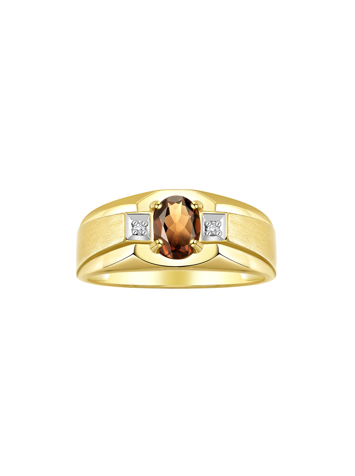 RYLOS Men's Rings 14K Yellow Gold Classic 7X5MM Oval Gemstone & Sparkling Diamond Designer Ring - Color Stone Birthstone Rings for Men, Available in Gold, Sizes 8-13.