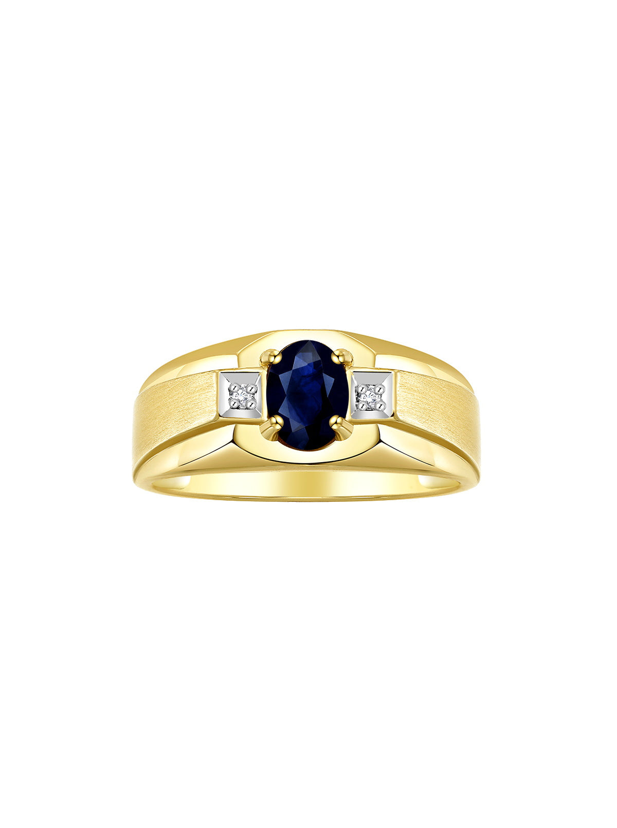 RYLOS Men's Rings 14K Yellow Gold Classic 7X5MM Oval Gemstone & Sparkling Diamond Designer Ring - Color Stone Birthstone Rings for Men, Available in Gold, Sizes 8-13.