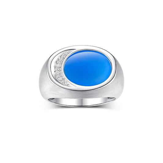 RYLOS Men's Designer Ring: 14K White Gold with Onyx, Tiger Eye, Quartz, Lapis, Mosaic Opal and Diamonds - Gold Rings for Men in Sizes 8-13.