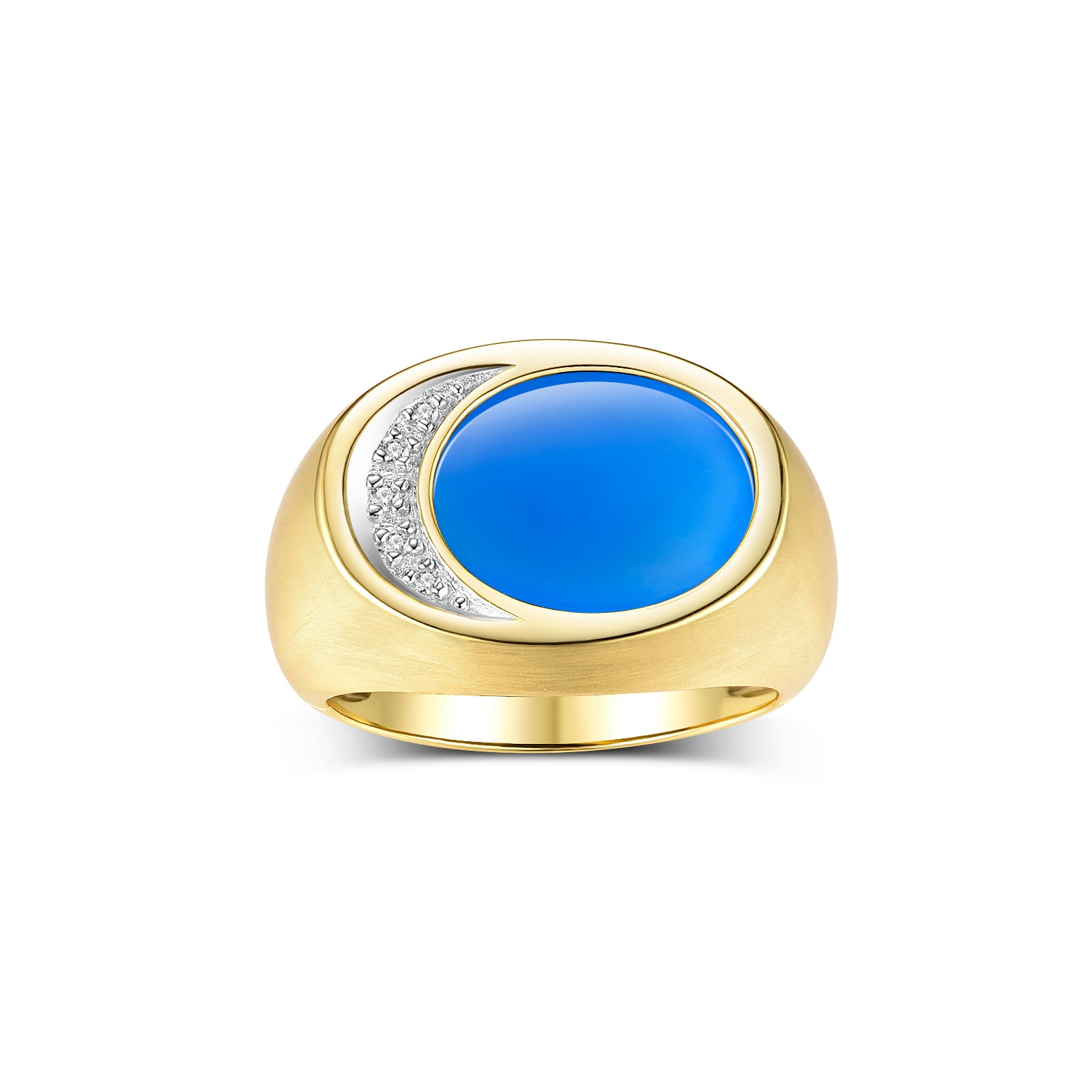 RYLOS Men's Designer Ring in Yellow Gold Plated Silver 925: Features Diamonds around Onyx, Quartz, Tiger Eye, Mosaic Opal and Lapis - Available in Sizes 8-13.