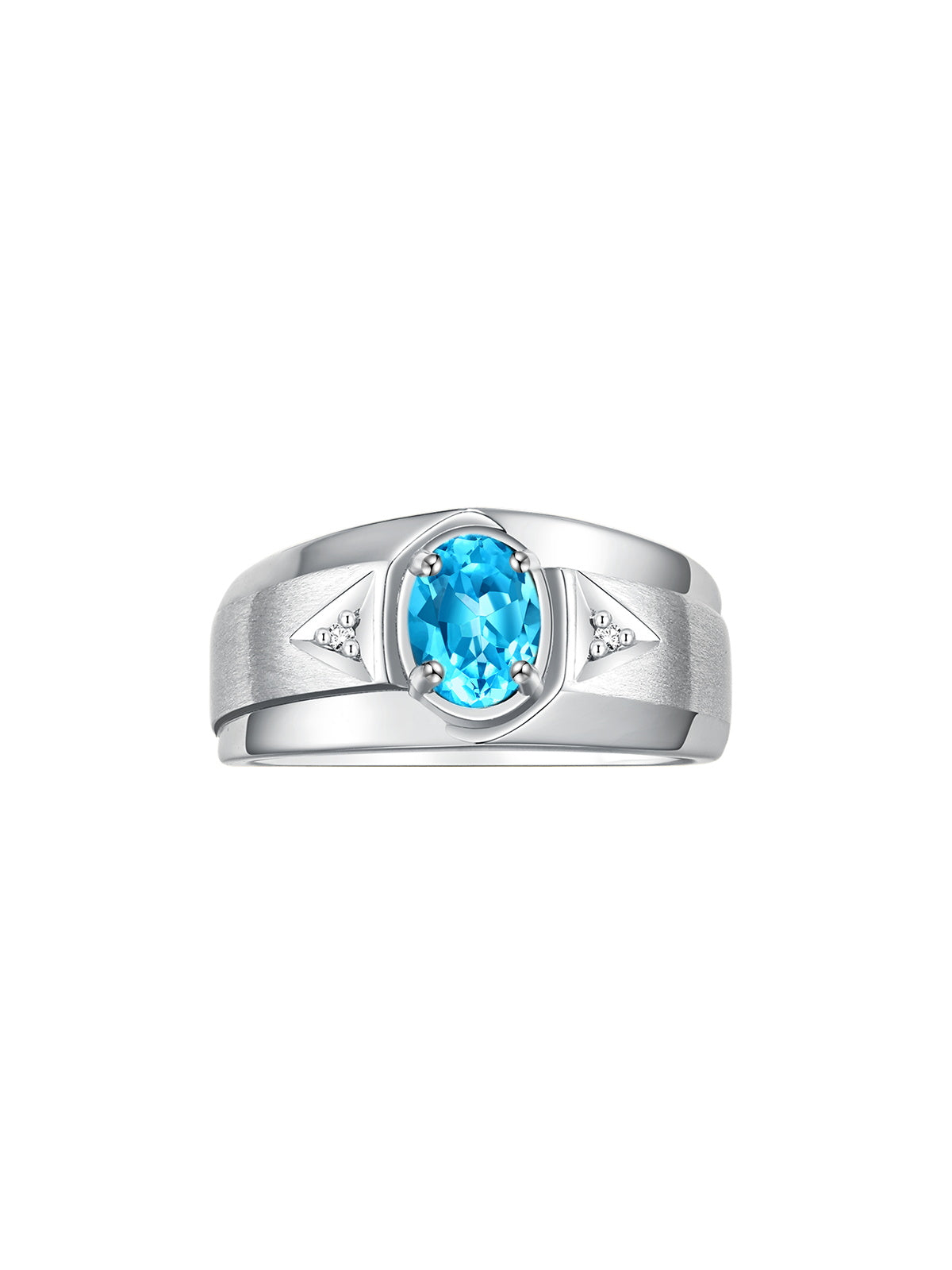 RYLOS Men's Rings Classic Design 7X5MM Oval Gemstone & Sparkling Diamond Ring - Color Stone Birthstone Rings for Men, Sterling Silver Rings in Sizes 8-13. Timeless Elegance!