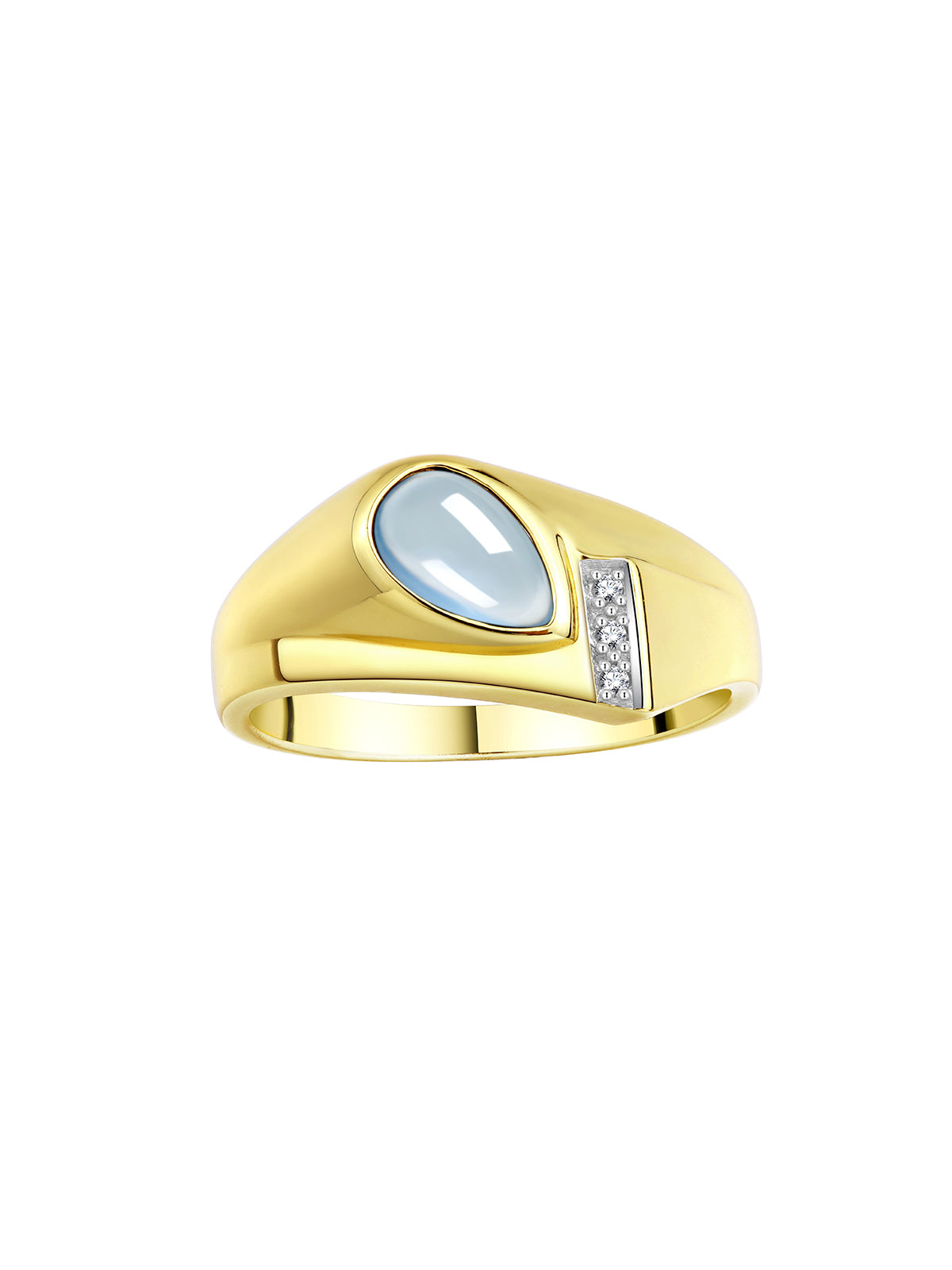 RYLOS Men's Rings - Timeless Pear Shape Cabochon Gemstone & Diamonds - Elegant Tear Drop Rings for Men, Yellow Gold Plated Silver Rings in Sizes 8-13. Exquisite Men's Jewelry!