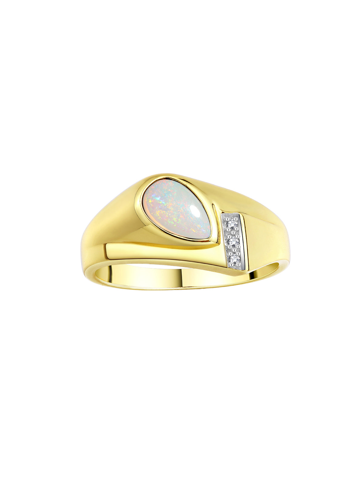 RYLOS Men's Rings - Timeless Pear Shape Cabochon Gemstone & Diamonds - Elegant Tear Drop Rings for Men, Yellow Gold Plated Silver Rings in Sizes 8-13. Exquisite Men's Jewelry!