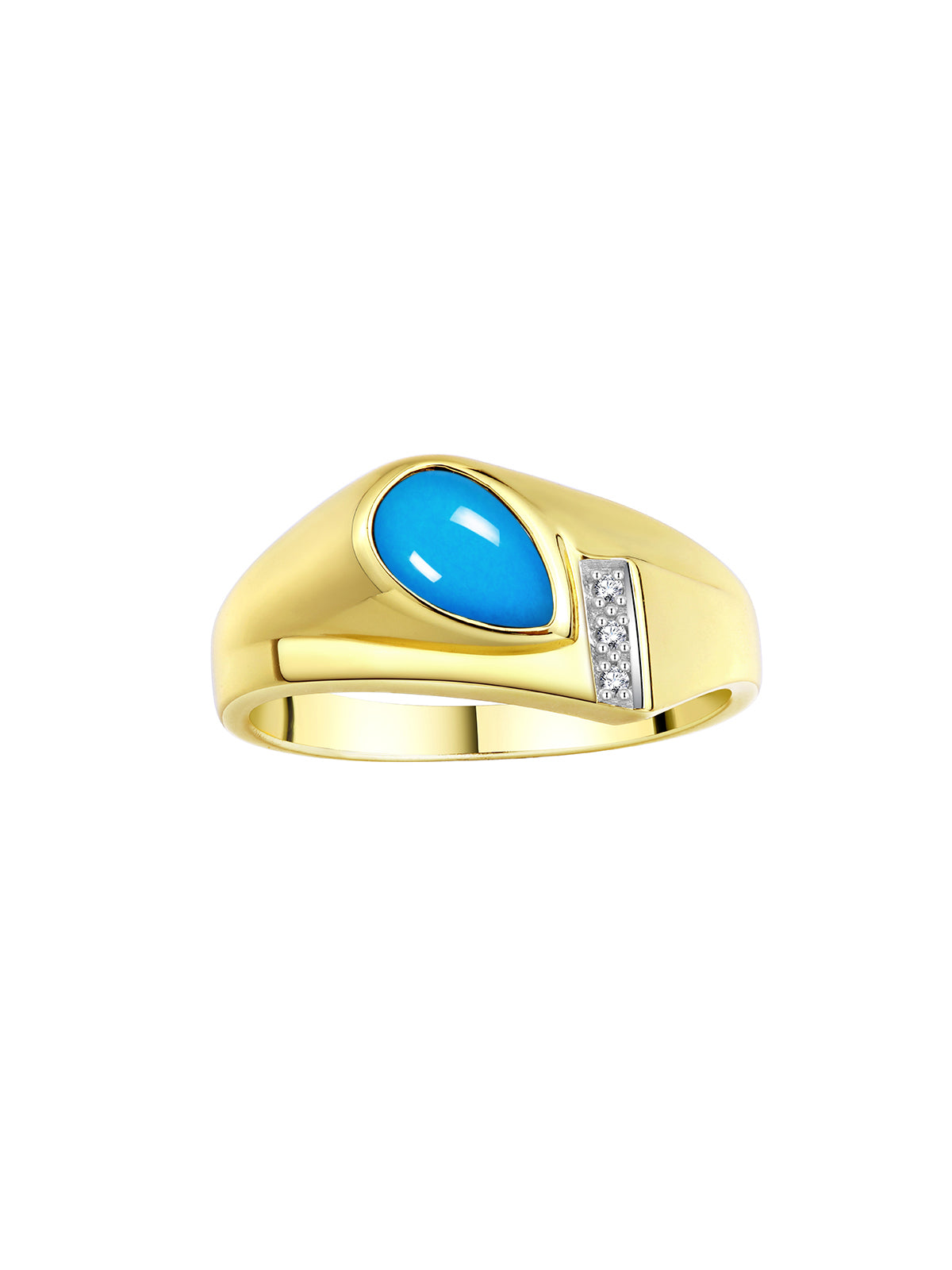 RYLOS Men's Rings - Timeless Pear Shape Cabochon Gemstone & Diamonds - Elegant Tear Drop Rings for Men, Yellow Gold Plated Silver Rings in Sizes 8-13. Exquisite Men's Jewelry!