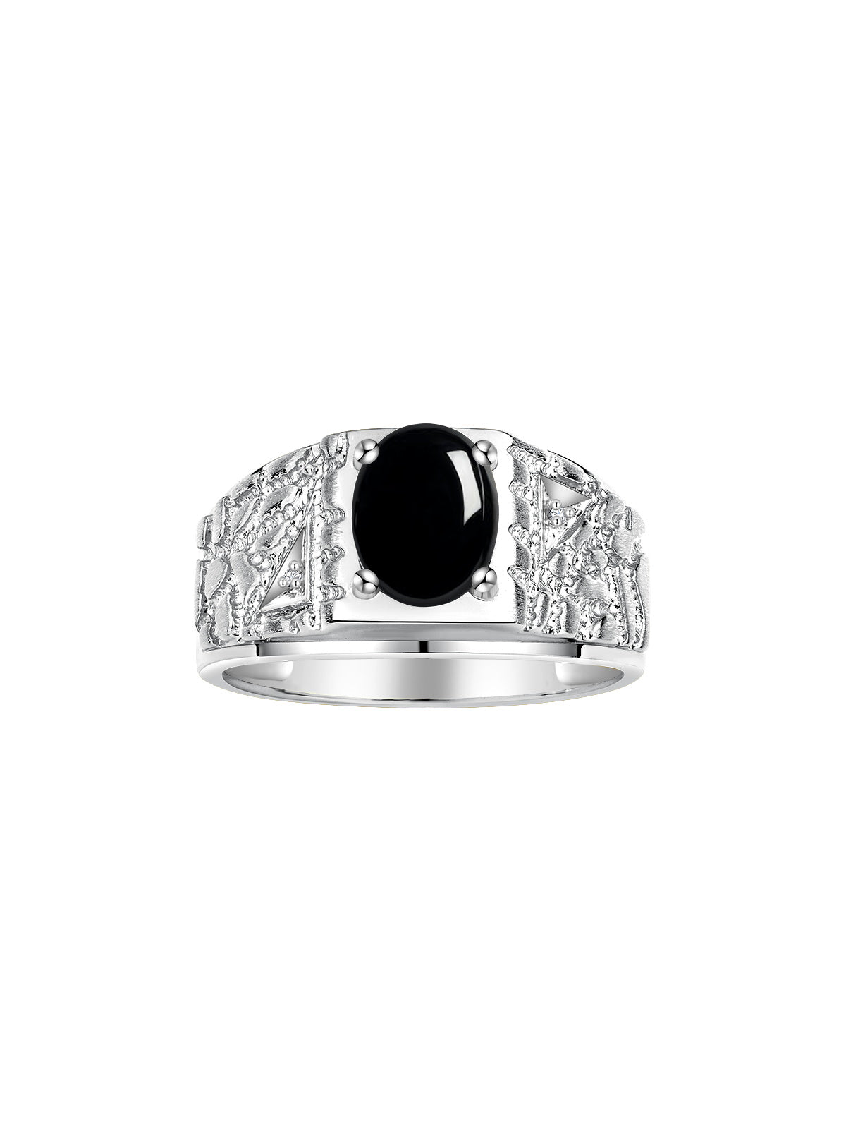 RYLOS Men's Rings Designer Nugget Ring: Oval 9X7MM Gemstone & Sparkling Diamonds - Color Stone Birthstone Rings for Men, Sterling Silver Rings in Sizes 8-13. Mens Jewelry