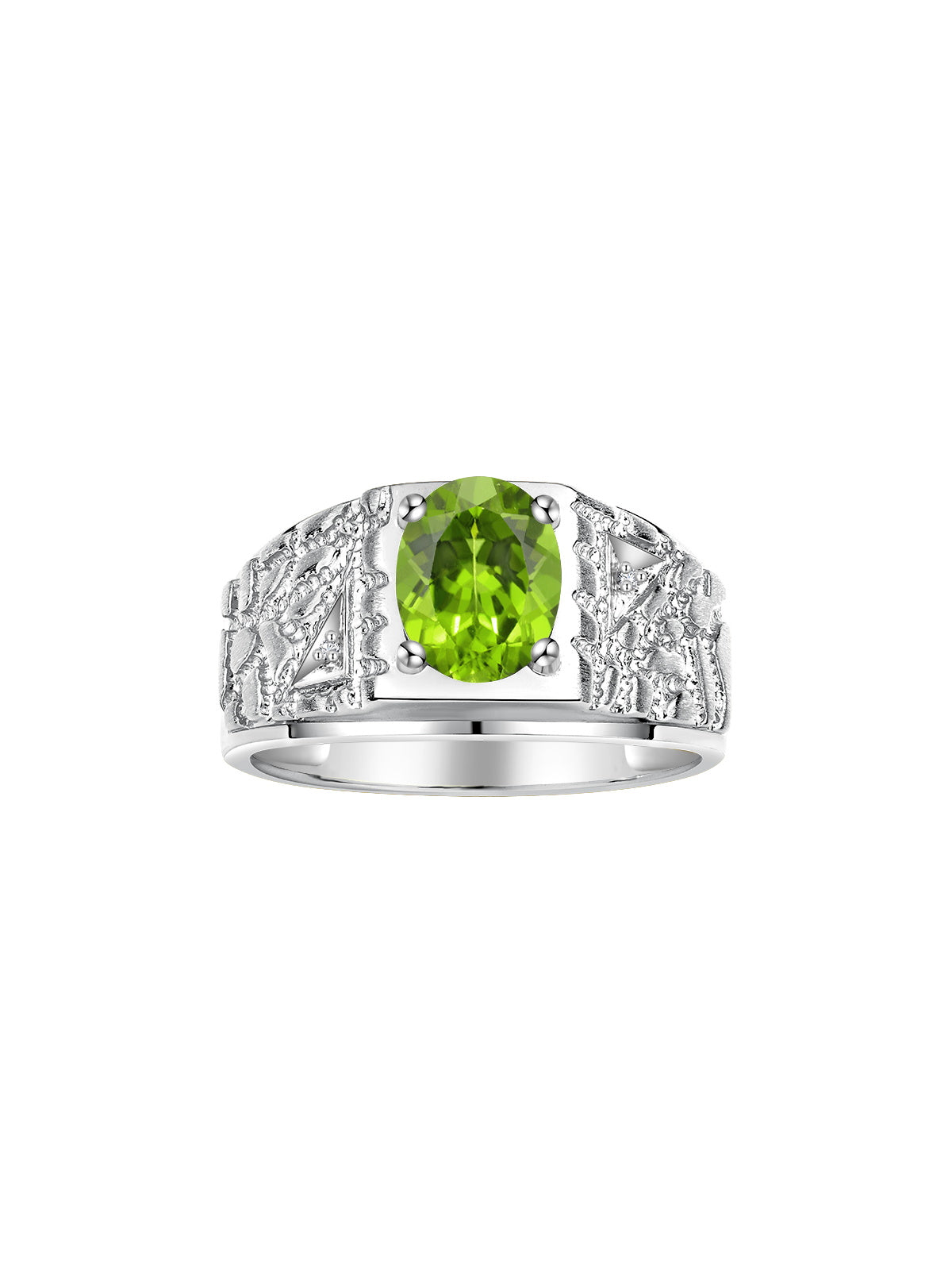 RYLOS Men's Rings Designer Nugget Ring: Oval 9X7MM Gemstone & Sparkling Diamonds - Color Stone Birthstone Rings for Men, Sterling Silver Rings in Sizes 8-13. Mens Jewelry