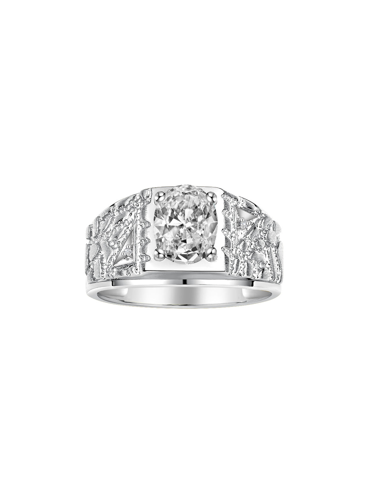 RYLOS Men's Rings Designer Nugget Ring: Oval 9X7MM Gemstone & Sparkling Diamonds - Color Stone Birthstone Rings for Men, Sterling Silver Rings in Sizes 8-13. Mens Jewelry