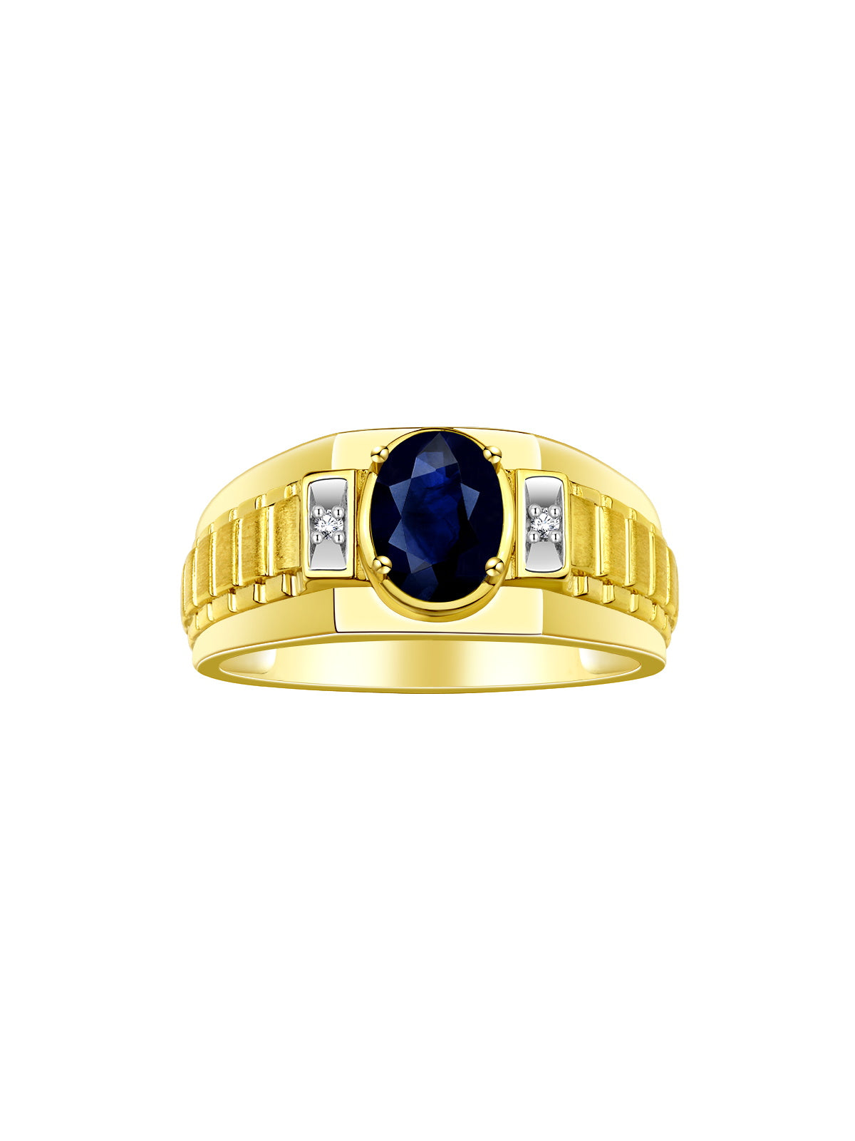 RYLOS Men's 14K Yellow Gold Designer Rings - Classic Style with 8x6MM Oval Gemstone & Diamond Accents - Birthstone Rings in Sizes 8-13