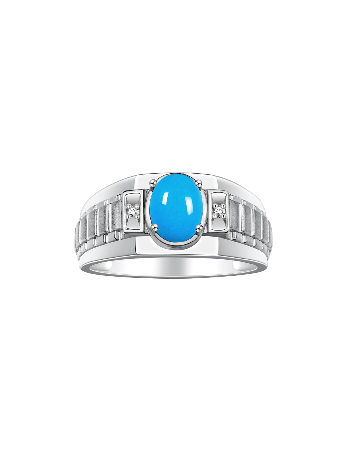 RYLOS Men's Sterling Silver Designer Rings - Classic Style with 8x6MM Oval Gemstone & Diamond Accents - Birthstone Rings in Sizes 8-13