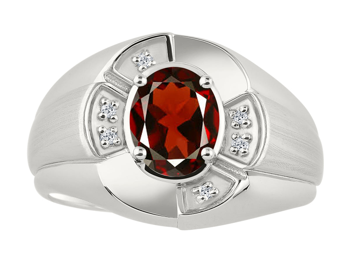 RYLOS Sterling Silver Men's & or Ladies Ring with 8X6MM Oval Gemstone & Diamonds - Unisex Color Stone Birthstone Ring Sizes 7-13