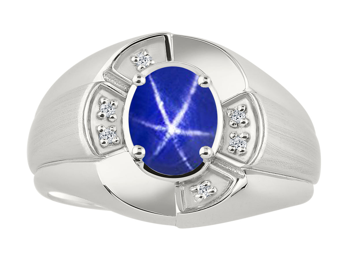 RYLOS Sterling Silver Men's & or Ladies Ring with 8X6MM Oval Gemstone & Diamonds - Unisex Color Stone Birthstone Ring Sizes 7-13