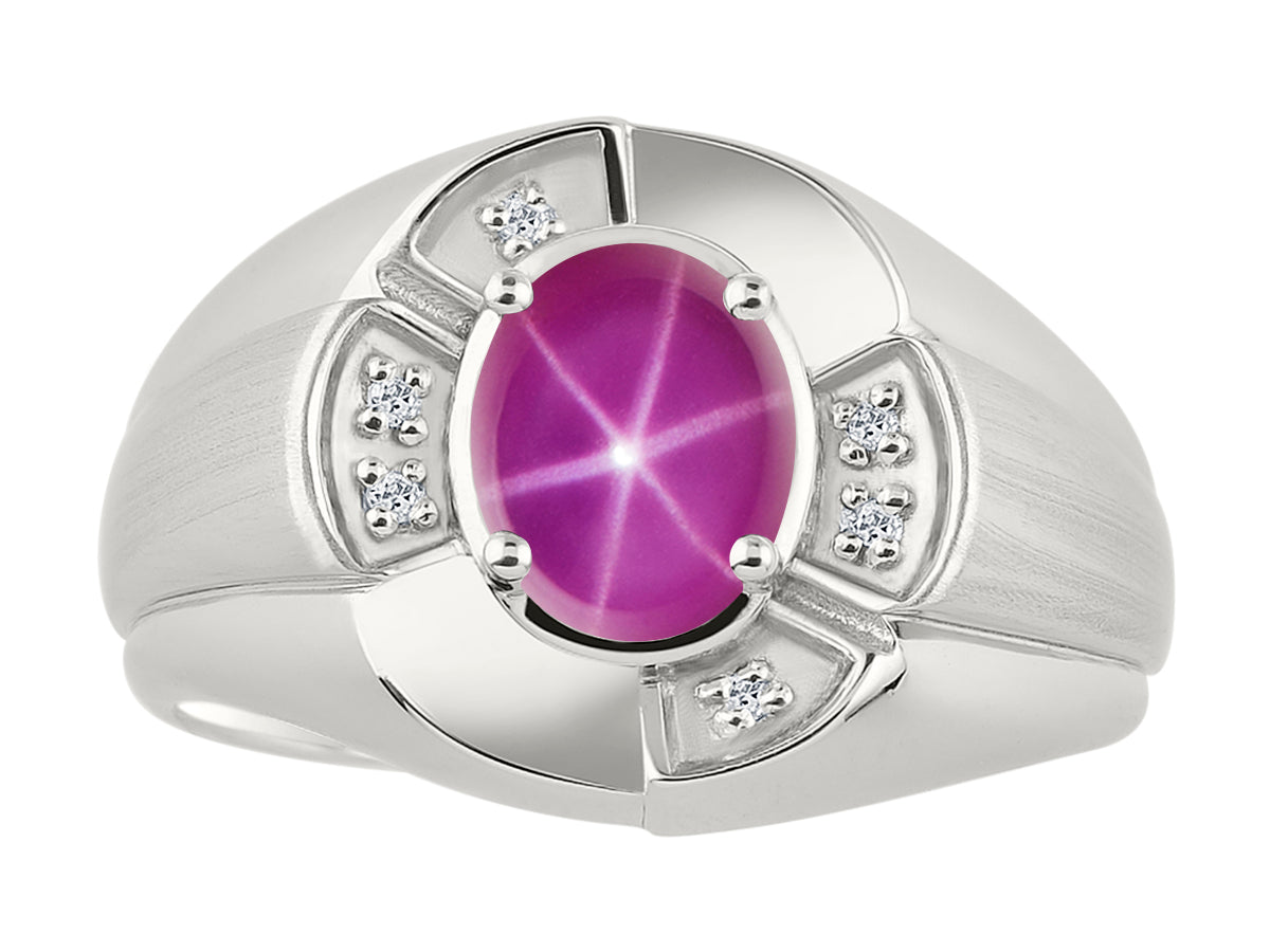 RYLOS Sterling Silver Men's & or Ladies Ring with 8X6MM Oval Gemstone & Diamonds - Unisex Color Stone Birthstone Ring Sizes 7-13