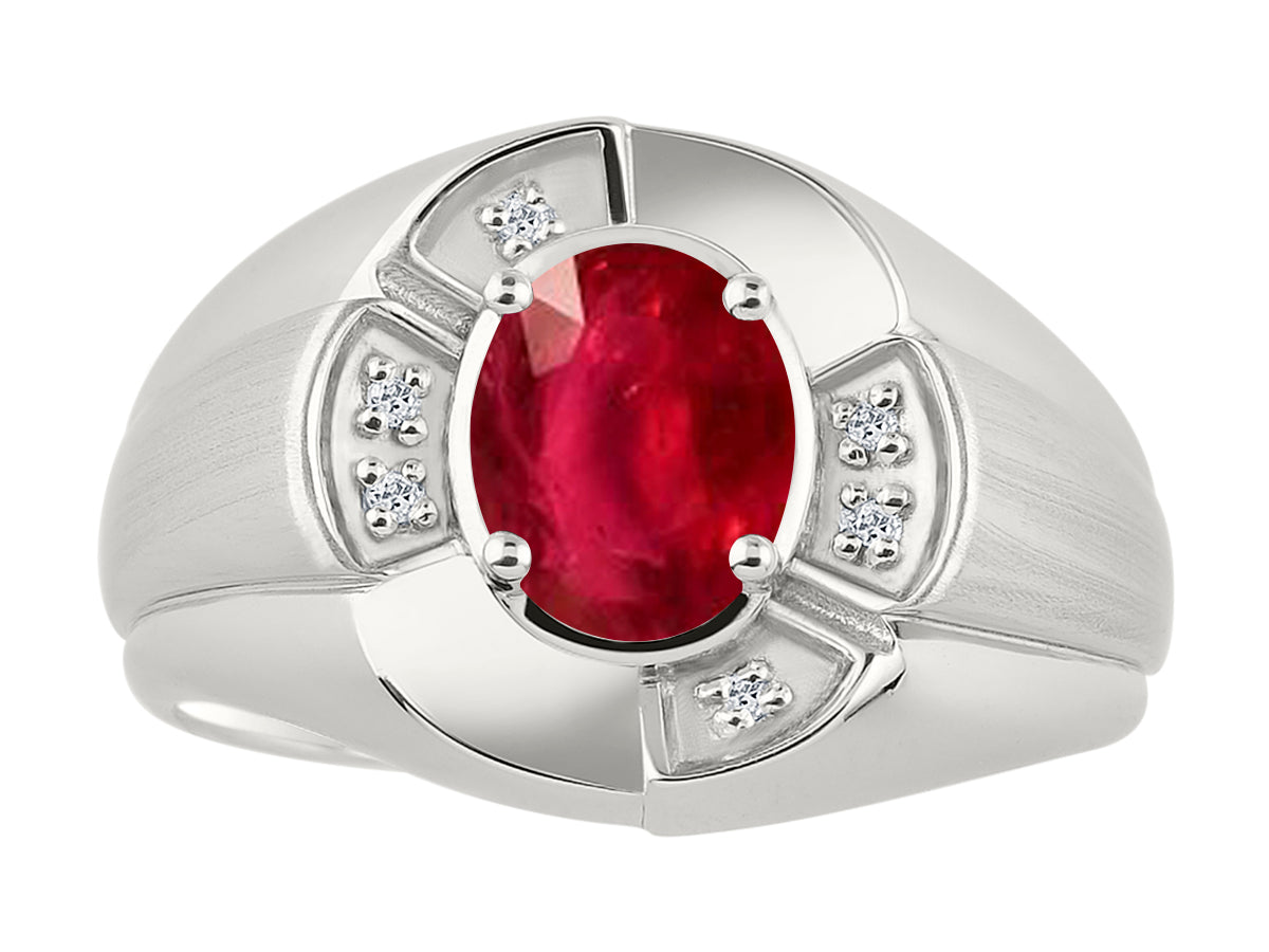 RYLOS Sterling Silver Men's & or Ladies Ring with 8X6MM Oval Gemstone & Diamonds - Unisex Color Stone Birthstone Ring Sizes 7-13