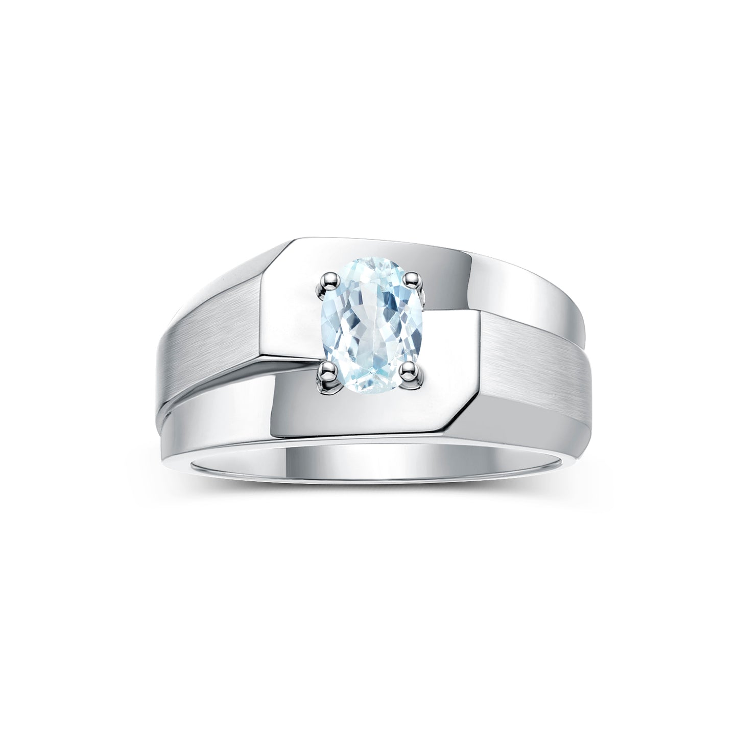 RYLOS Men's Sterling Silver Classic Solitaire Ring with 7x5MM Oval Gemstone - Designer Birthstone Band in Sizes 8-13