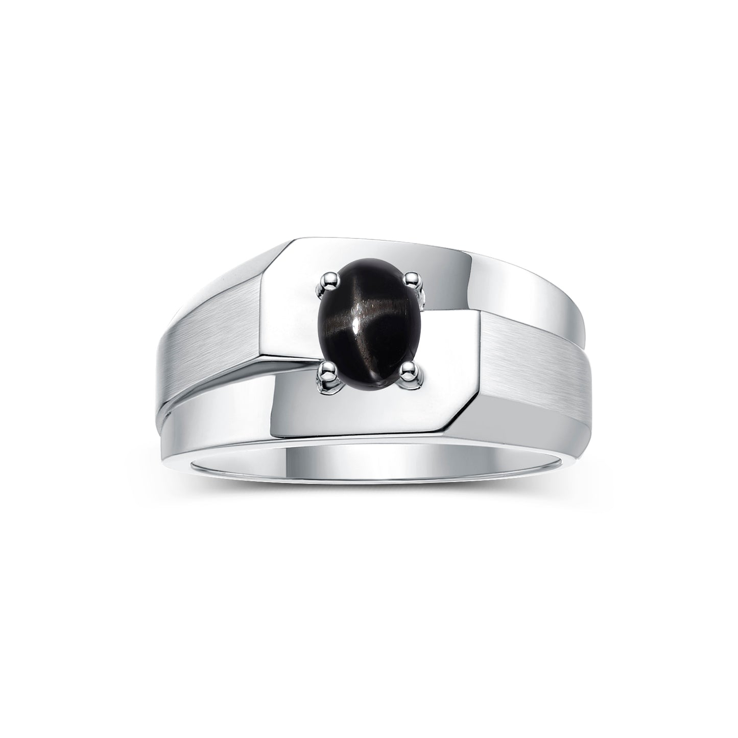 RYLOS Men's 14K White Gold Classic Solitaire Ring with 7x5MM Oval Gemstone - Designer Birthstone Band in Sizes 8-13