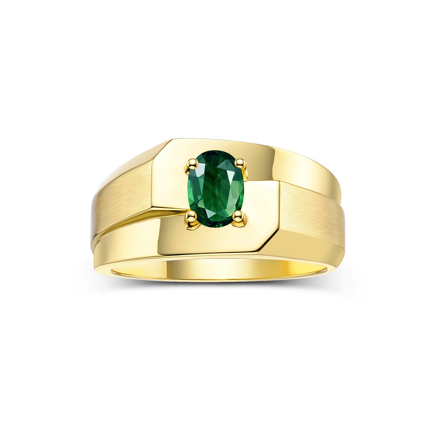 RYLOS Men's 14K Yellow Gold Classic Solitaire Ring with 7x5MM Oval Gemstone - Designer Birthstone Band in Sizes 8-13