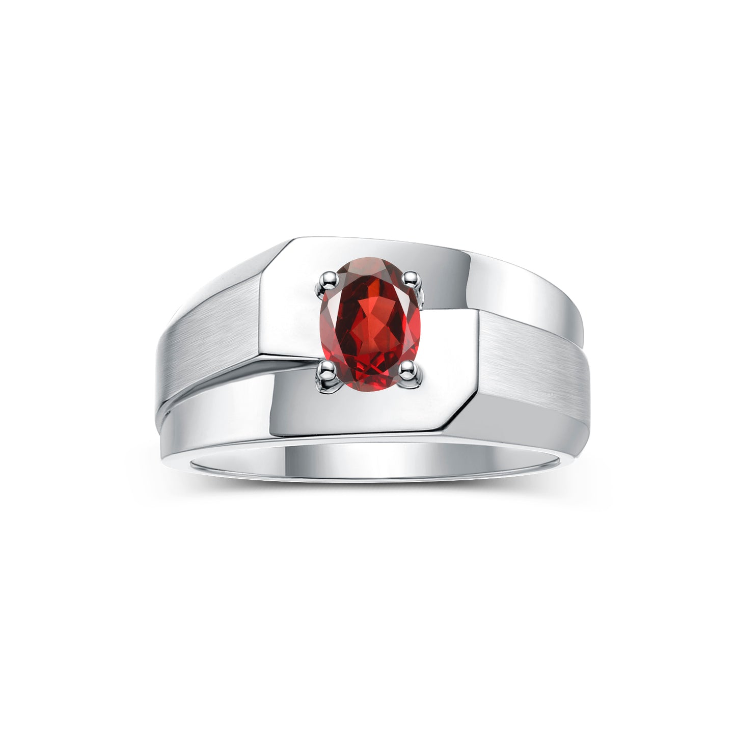 RYLOS Men's Sterling Silver Classic Solitaire Ring with 7x5MM Oval Gemstone - Designer Birthstone Band in Sizes 8-13