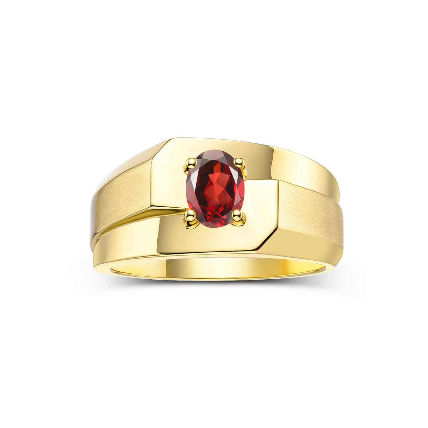 RYLOS Men's Yellow Gold Plated Silver Classic Solitaire Ring with 7x5MM Oval Gemstone - Designer Birthstone Band in Sizes 8-13