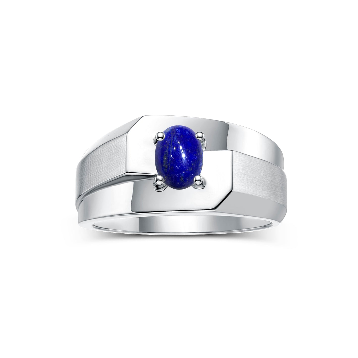 RYLOS Men's Sterling Silver Classic Solitaire Ring with 7x5MM Oval Gemstone - Designer Birthstone Band in Sizes 8-13