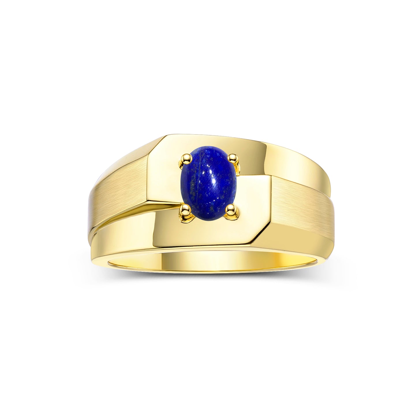 RYLOS Men's Yellow Gold Plated Silver Classic Solitaire Ring with 7x5MM Oval Gemstone - Designer Birthstone Band in Sizes 8-13