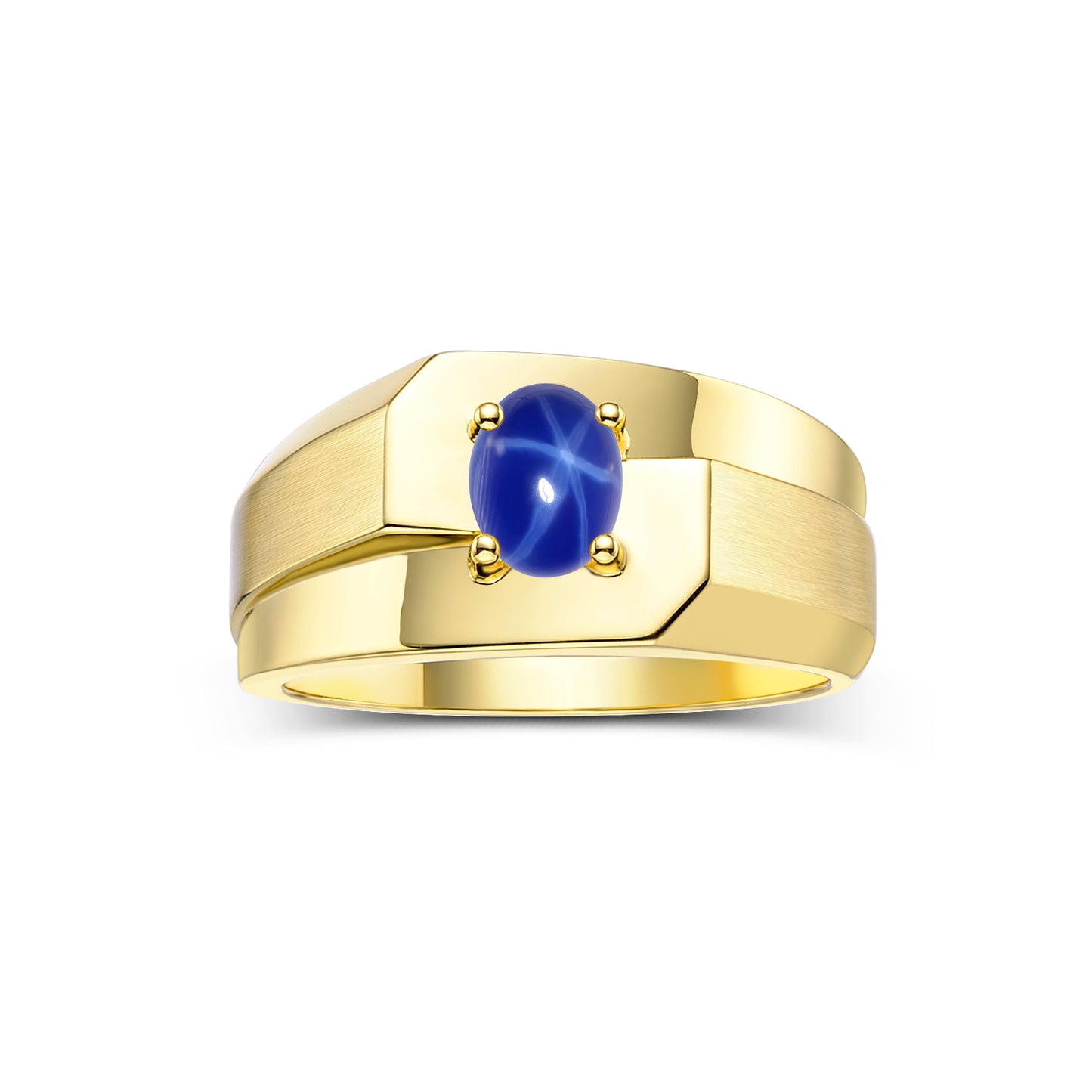 RYLOS Men's Yellow Gold Plated Silver Classic Solitaire Ring with 7x5MM Oval Gemstone - Designer Birthstone Band in Sizes 8-13