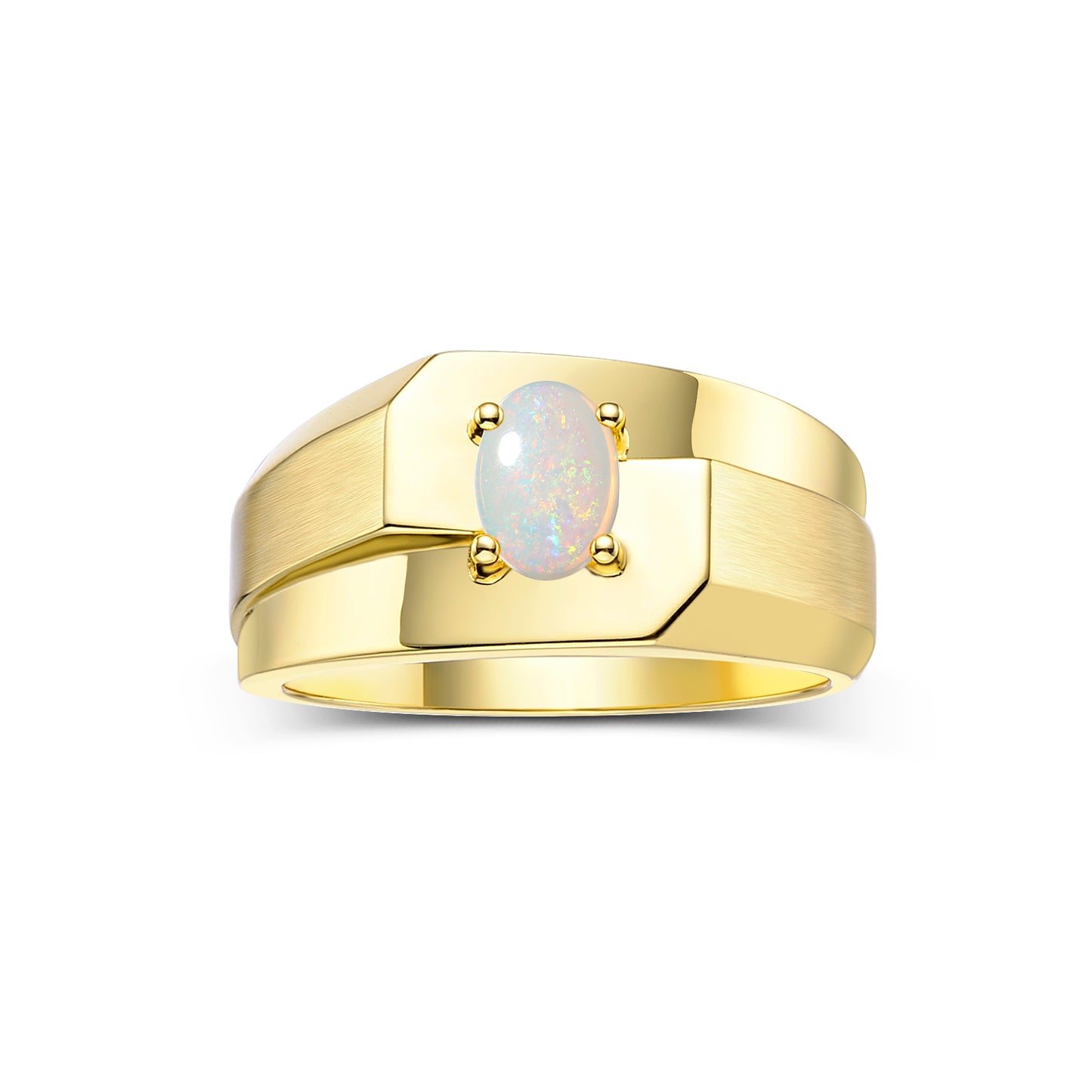 RYLOS Men's 14K Yellow Gold Classic Solitaire Ring with 7x5MM Oval Gemstone - Designer Birthstone Band in Sizes 8-13