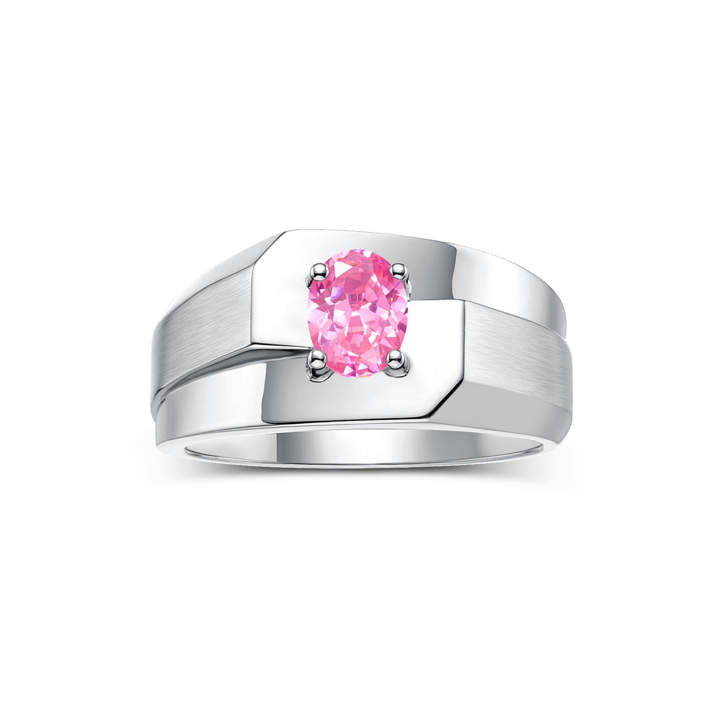 RYLOS Men's Sterling Silver Classic Solitaire Ring with 7x5MM Oval Gemstone - Designer Birthstone Band in Sizes 8-13