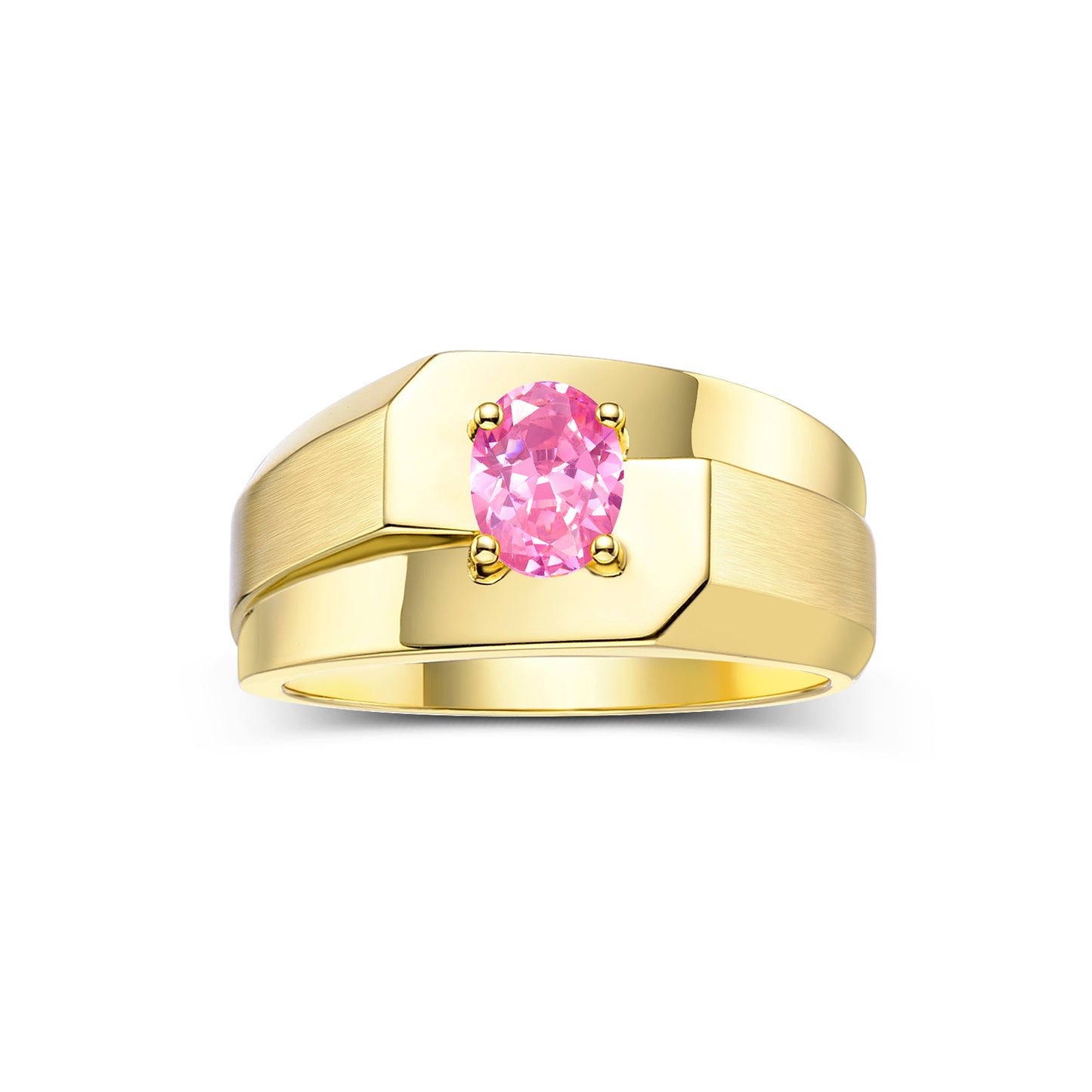 RYLOS Men's 14K Yellow Gold Classic Solitaire Ring with 7x5MM Oval Gemstone - Designer Birthstone Band in Sizes 8-13