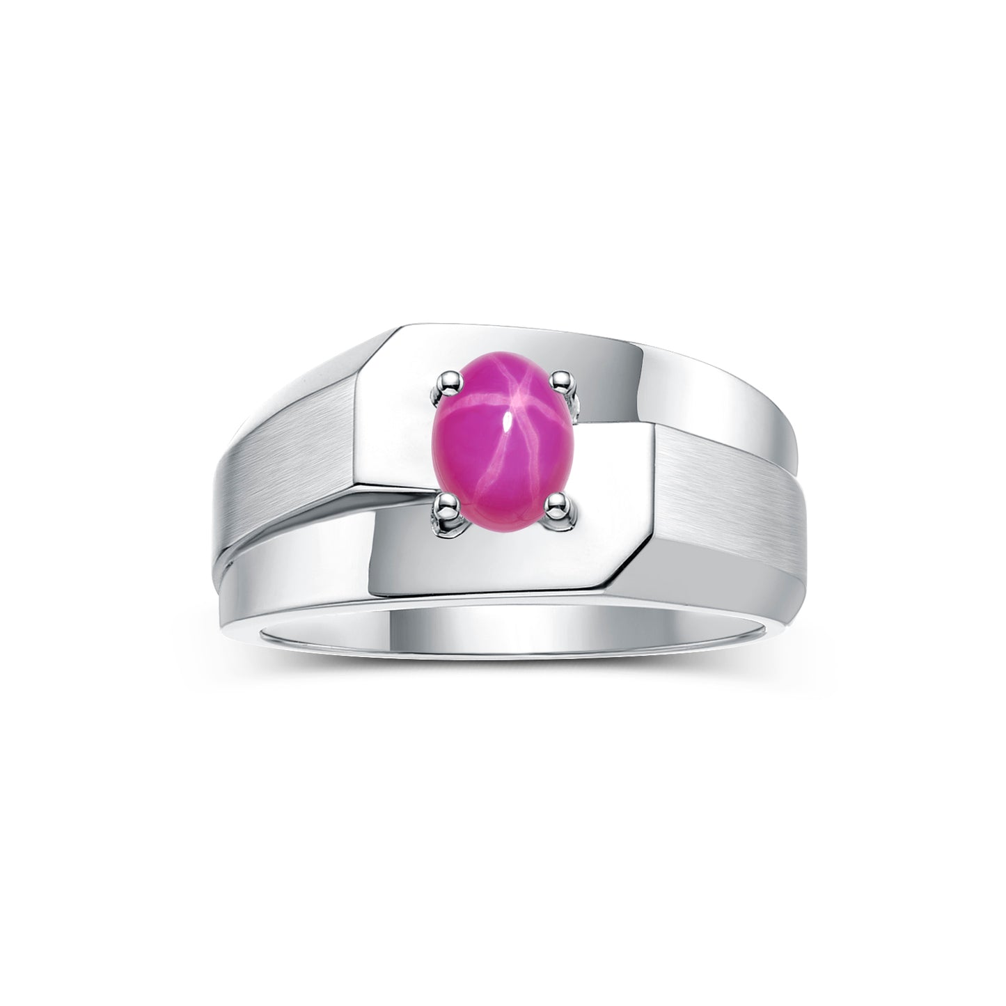 RYLOS Men's 14K White Gold Classic Solitaire Ring with 7x5MM Oval Gemstone - Designer Birthstone Band in Sizes 8-13