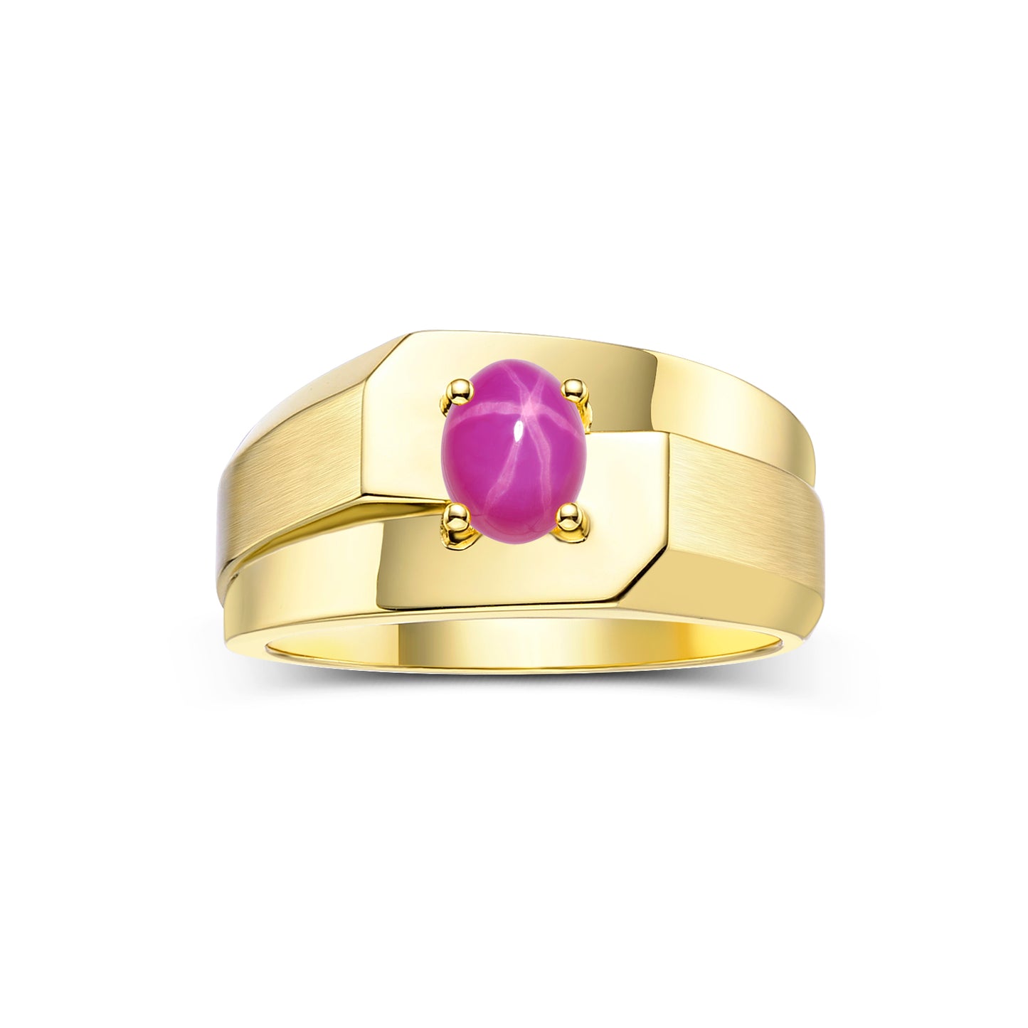 RYLOS Men's 14K Yellow Gold Classic Solitaire Ring with 7x5MM Oval Gemstone - Designer Birthstone Band in Sizes 8-13