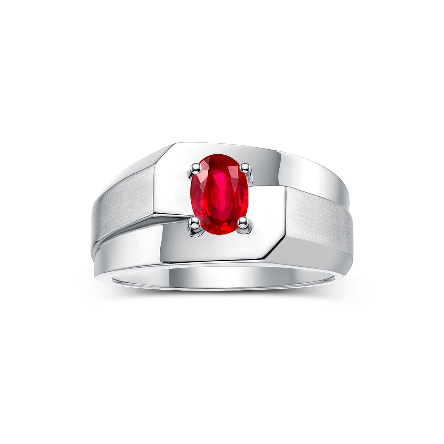 RYLOS Men's Sterling Silver Classic Solitaire Ring with 7x5MM Oval Gemstone - Designer Birthstone Band in Sizes 8-13