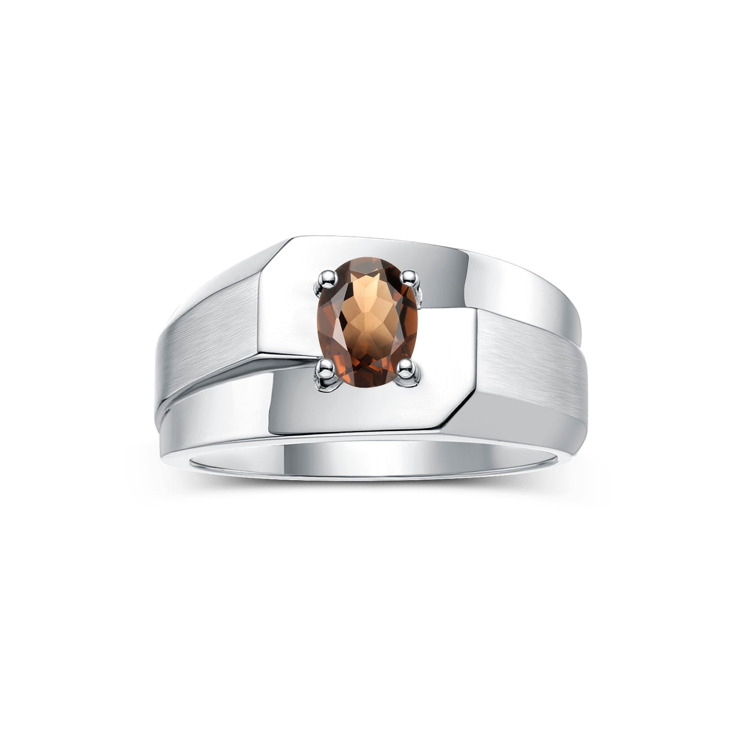 RYLOS Men's Sterling Silver Classic Solitaire Ring with 7x5MM Oval Gemstone - Designer Birthstone Band in Sizes 8-13