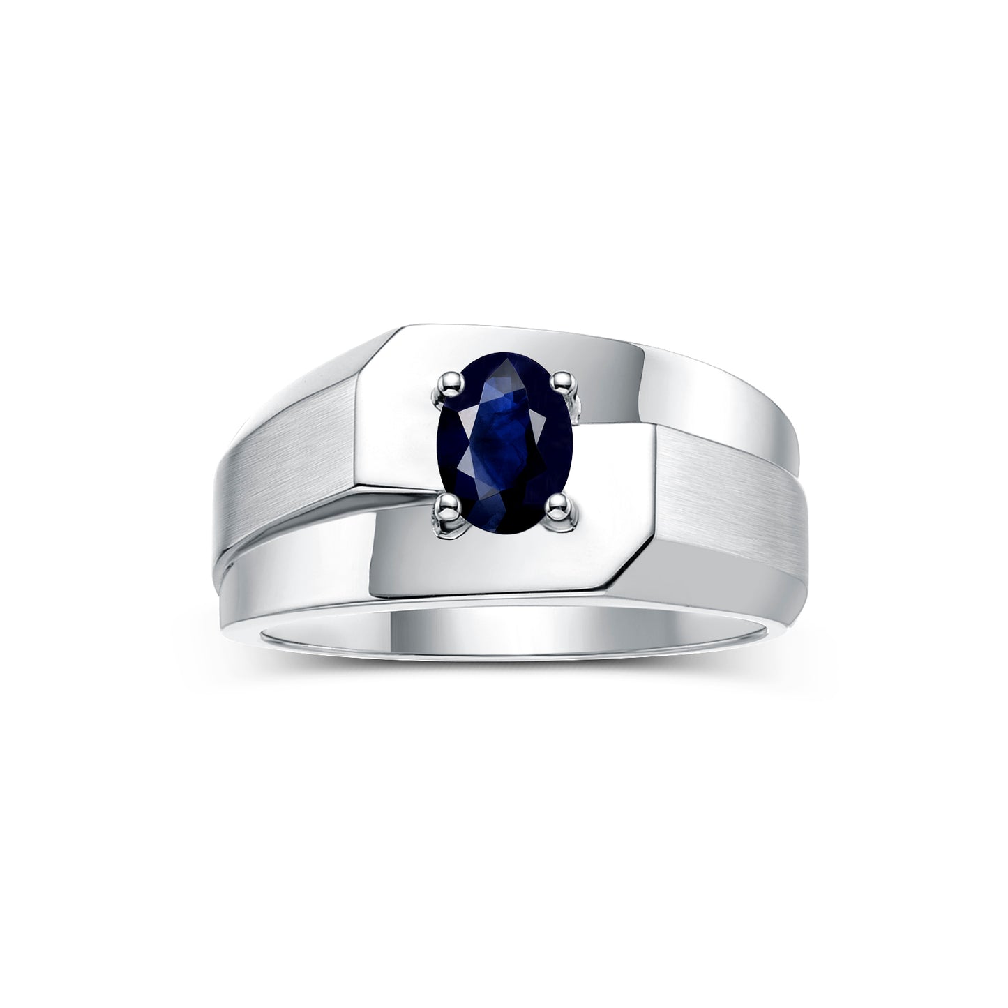 RYLOS Men's Sterling Silver Classic Solitaire Ring with 7x5MM Oval Gemstone - Designer Birthstone Band in Sizes 8-13