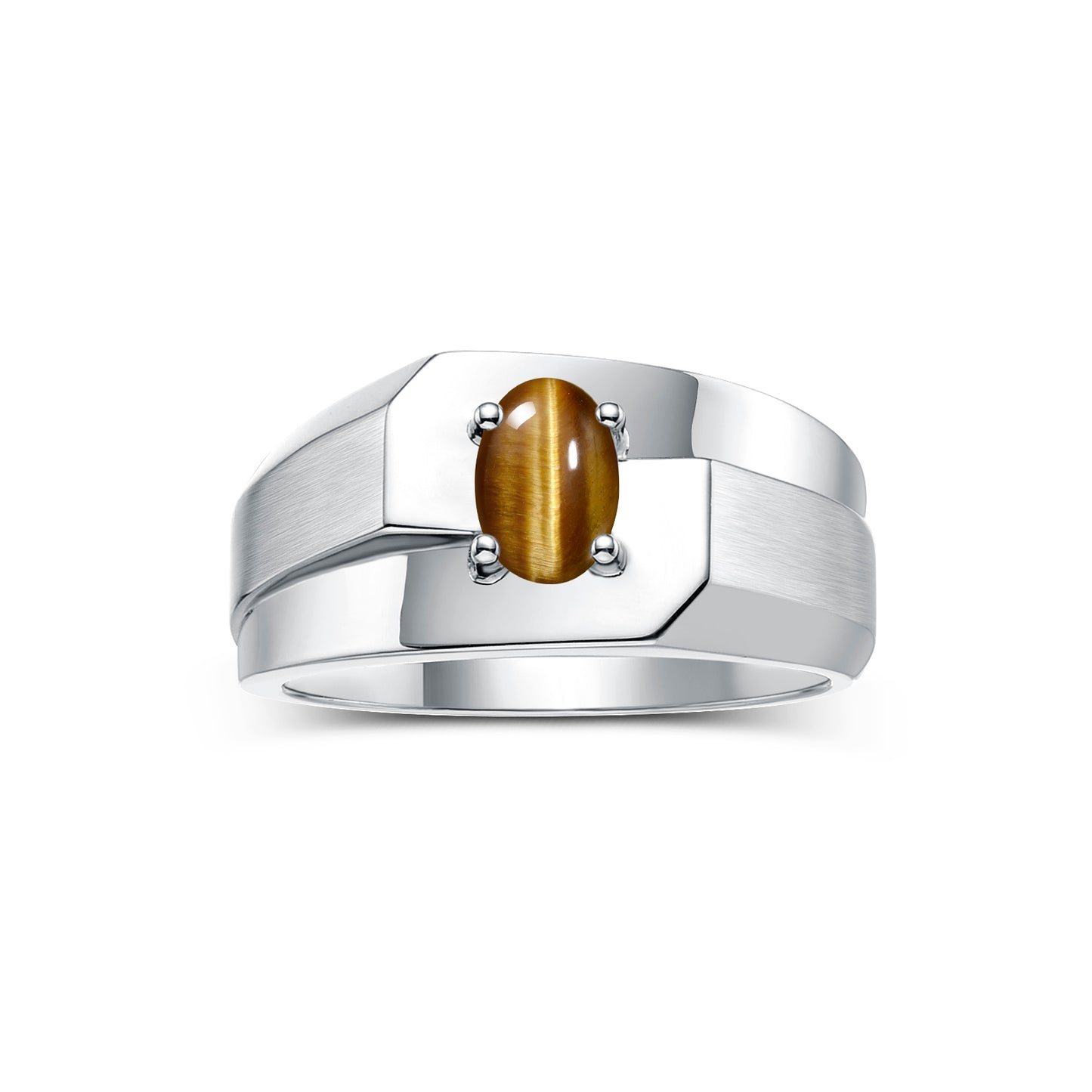 RYLOS Men's Sterling Silver Classic Solitaire Ring with 7x5MM Oval Gemstone - Designer Birthstone Band in Sizes 8-13