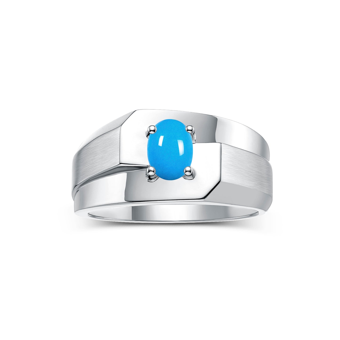 RYLOS Men's Sterling Silver Classic Solitaire Ring with 7x5MM Oval Gemstone - Designer Birthstone Band in Sizes 8-13