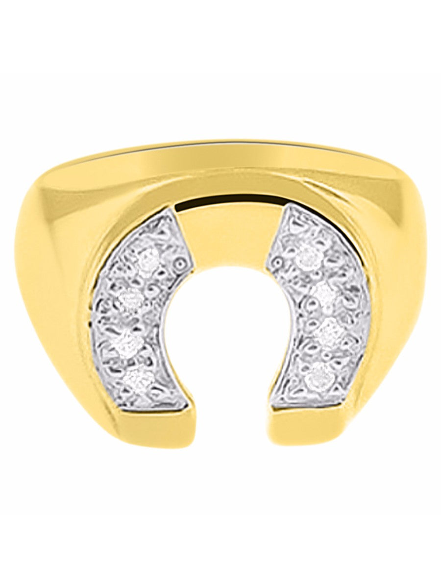 RYLOS Men's Designer Lucky Horseshoe Ring with Diamonds in Sterling Silver or Yellow Gold Plated Silver – Men's Jewelry Sizes 6-13