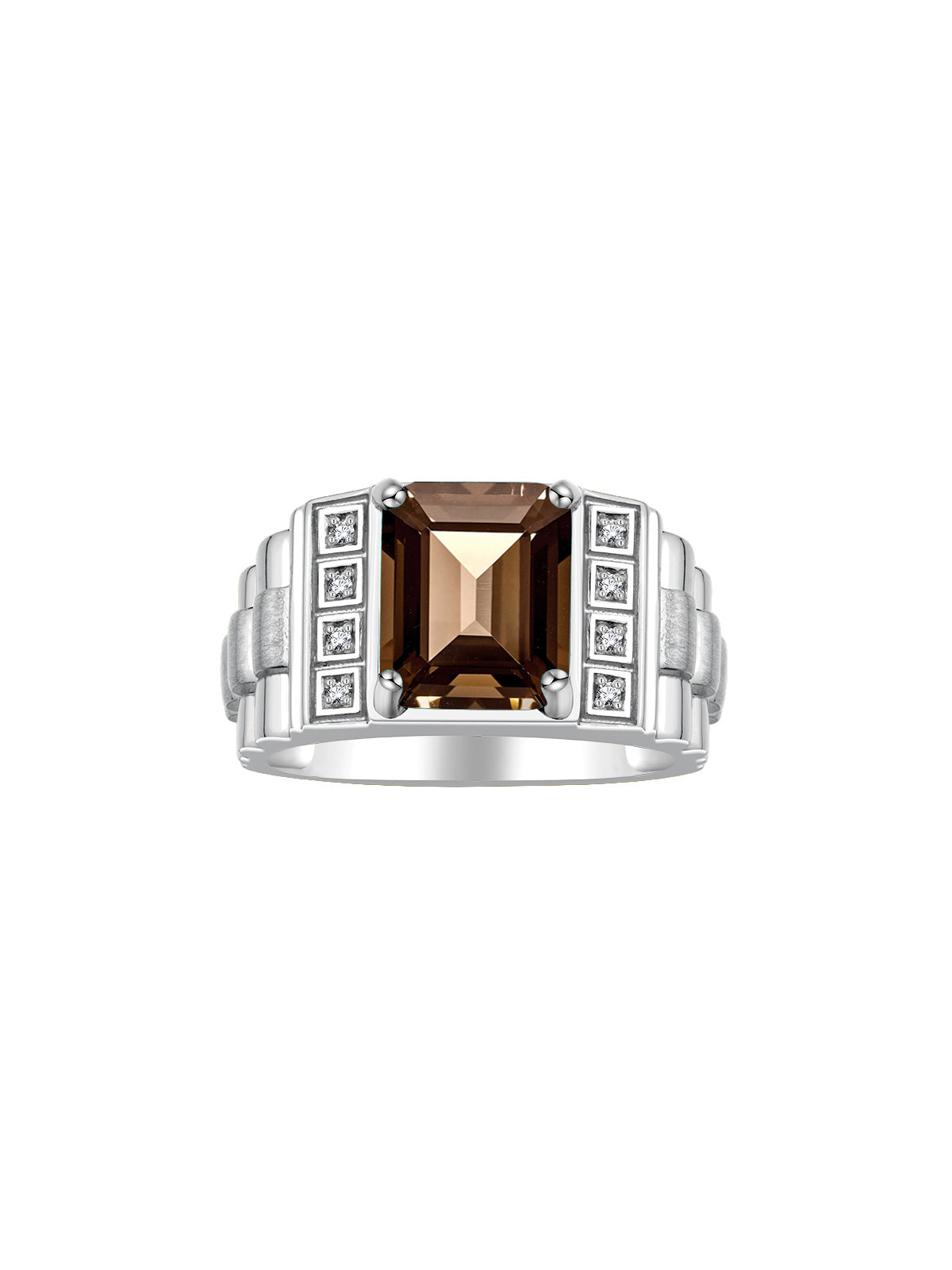 RYLOS Men's Rings Sterling Silver Designer Style 10X8MM Emerald Cut Shape Gemstone &  Diamonds - Color Stone Birthstone Rings for Men, Sizes 8-13.