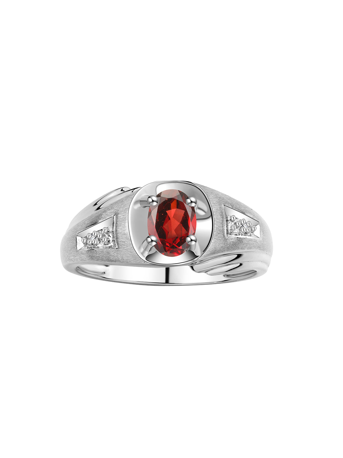 RYLOS Men's Rings Classic Designer Style 8X6MM Oval Gemstone & Diamond Ring - Color Stone Birthstone Sterling Silver Ring for Men, Sizes 8-13.
