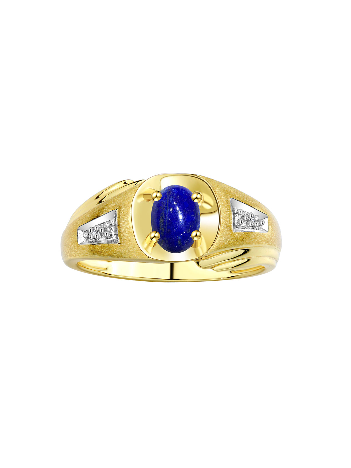 RYLOS Men's Rings 14K Yellow Gold Classic Designer Style 8X6MM Oval Gemstone & Diamond Ring - Color Stone Birthstone Rings for Men, Sizes 8-13. Mens Jewelry