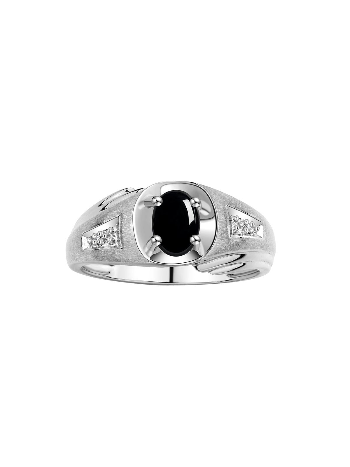 RYLOS Men's Rings Classic Designer Style 8X6MM Oval Gemstone & Diamond Ring - Color Stone Birthstone Sterling Silver Ring for Men, Sizes 8-13.