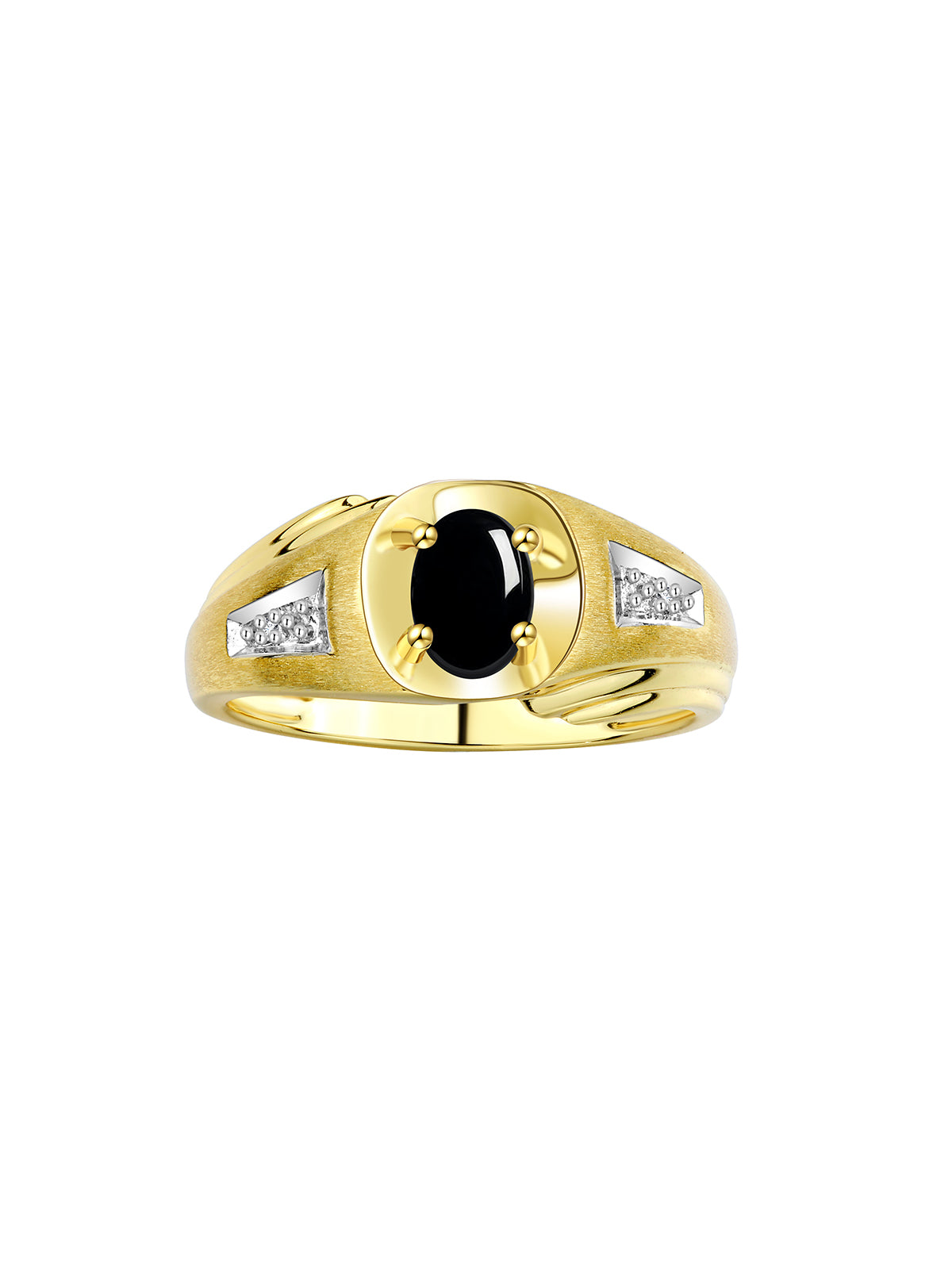 RYLOS Men's Rings Classic Designer Style 8X6MM Oval Gemstone & Diamond Ring - Color Stone Birthstone Yellow Gold Plated Silver Ring for Men, Sizes 8-13.