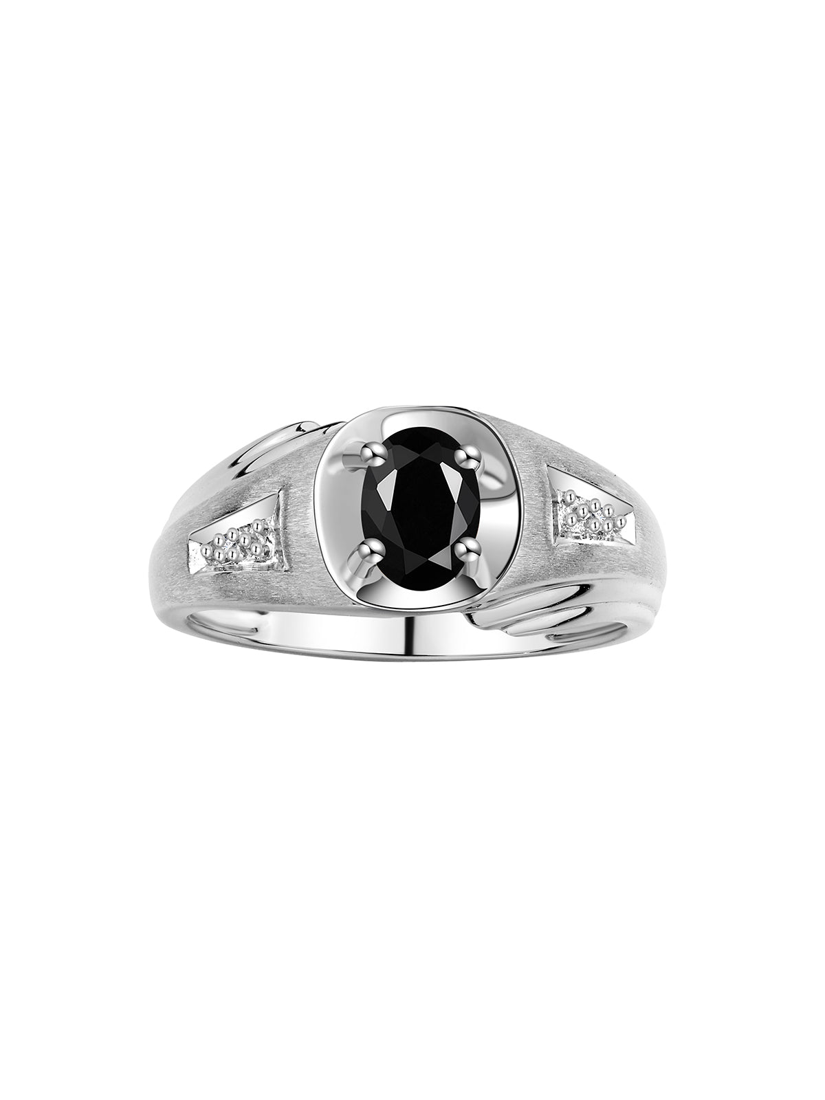 RYLOS Men's Rings Classic Designer Style 8X6MM Oval Gemstone & Diamond Ring - Color Stone Birthstone Sterling Silver Ring for Men, Sizes 8-13.