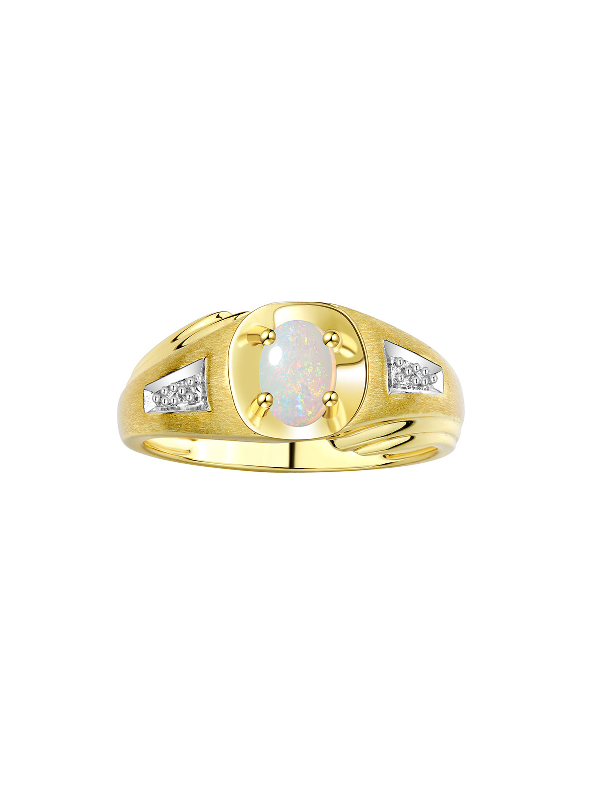 RYLOS Men's Rings Classic Designer Style 8X6MM Oval Gemstone & Diamond Ring - Color Stone Birthstone Yellow Gold Plated Silver Ring for Men, Sizes 8-13.