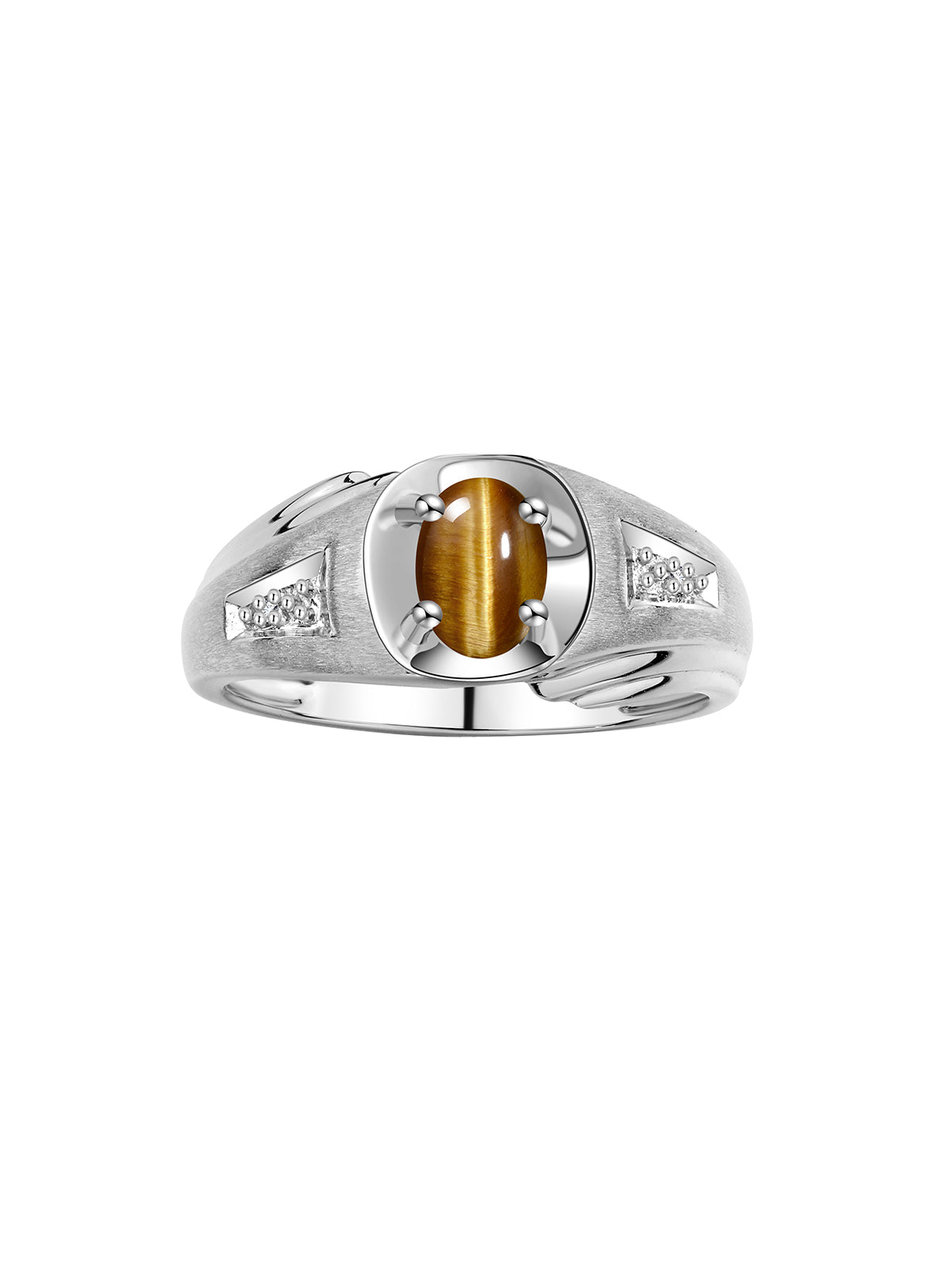 RYLOS Men's Rings Classic Designer Style 8X6MM Oval Gemstone & Diamond Ring - Color Stone Birthstone Sterling Silver Ring for Men, Sizes 8-13.