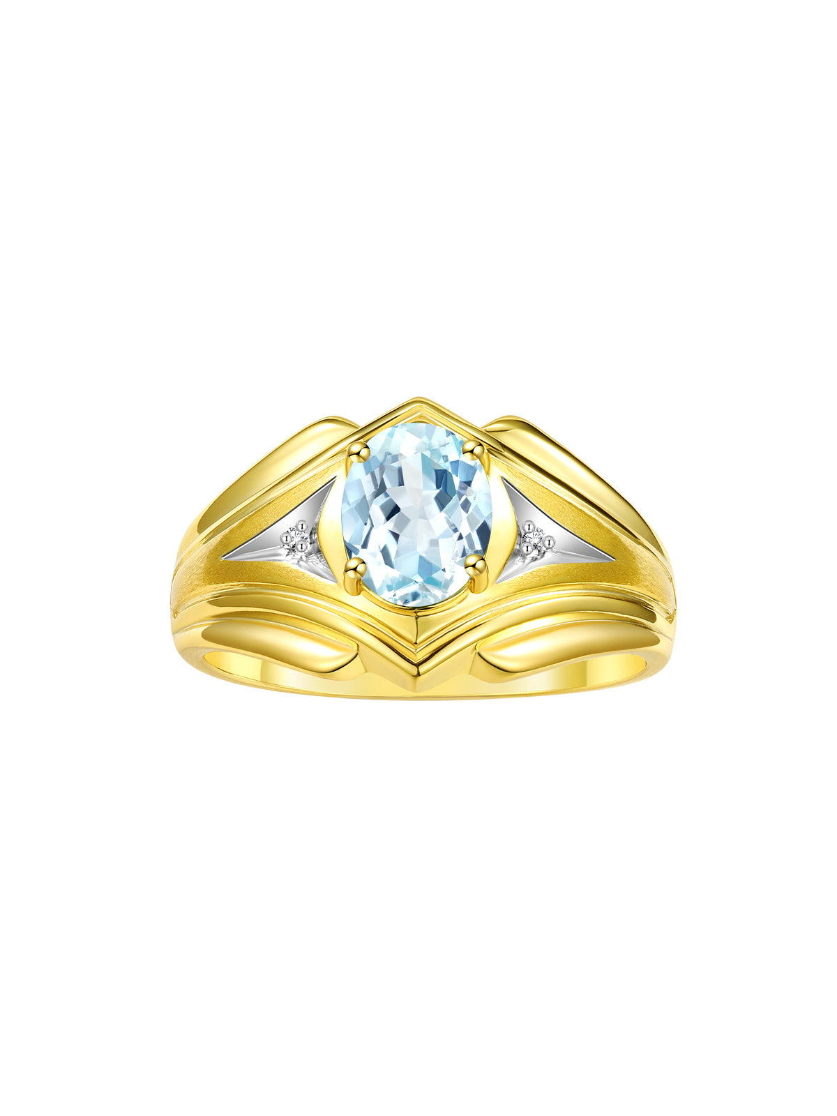 RYLOS Men's Rings 14K Yellow Gold Rings Classic Designer Style 9X7MM Oval Gemstone & Diamond Ring Color Stone Birthstone Rings For Men Sizes 8-13