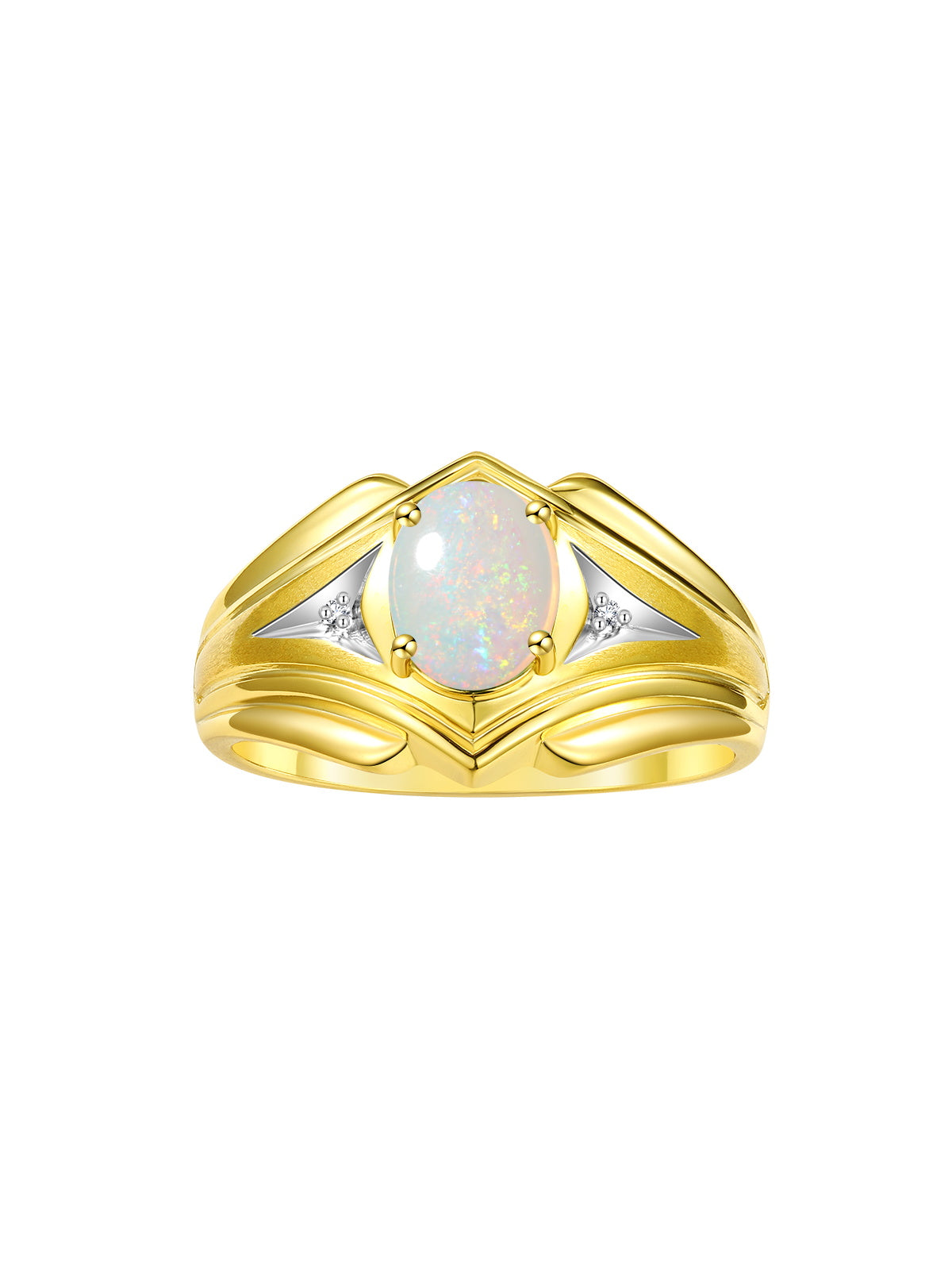 RYLOS Men's Rings 14K Yellow Gold Rings Classic Designer Style 9X7MM Oval Gemstone & Diamond Ring Color Stone Birthstone Rings For Men Sizes 8-13