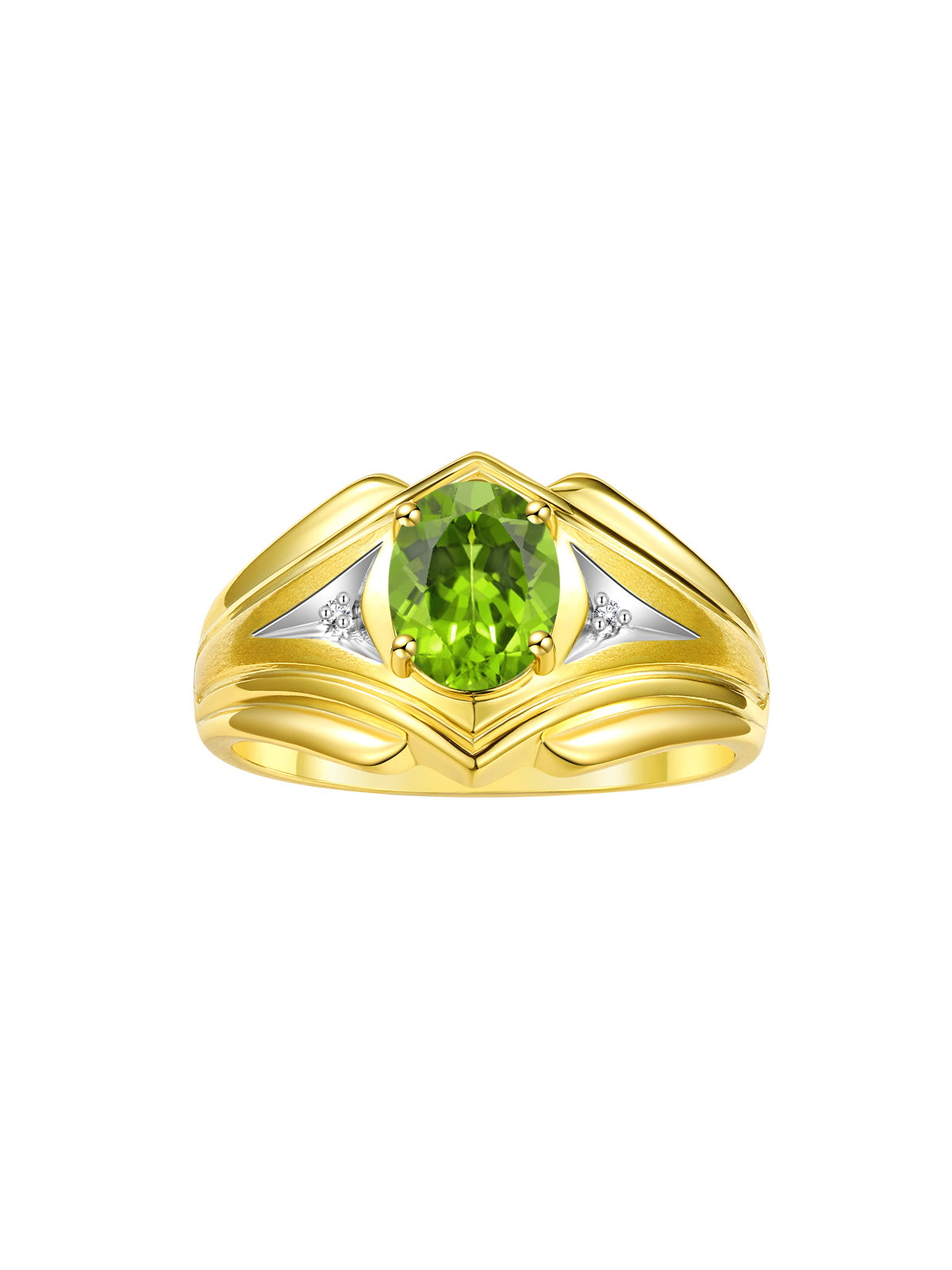 RYLOS Men's Rings Yellow Gold Plated Silver Rings Classic Designer Style 9X7MM Oval Gemstone &  Diamond Ring Color Stone Birthstone Rings For Men sizes 8-13